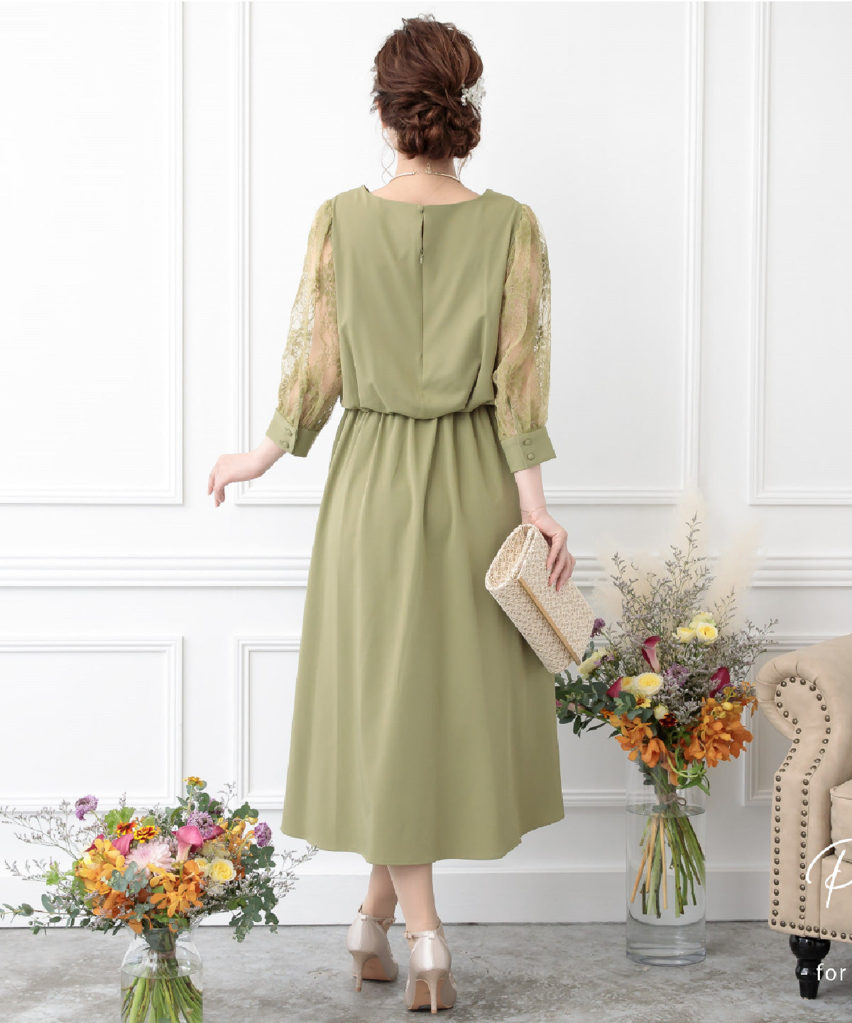 結婚式 ワンピース 二次会 お呼ばれドレス おしゃれ 袖あり ドレス 袖付き レース 謝恩会 卒業式 妊婦 マタニティドレス ポケット付き