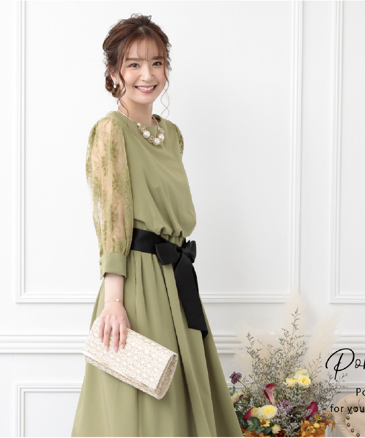 結婚式 ワンピース 二次会 お呼ばれドレス おしゃれ 袖あり ドレス 袖付き レース 謝恩会 卒業式 妊婦 マタニティドレス ポケット付き