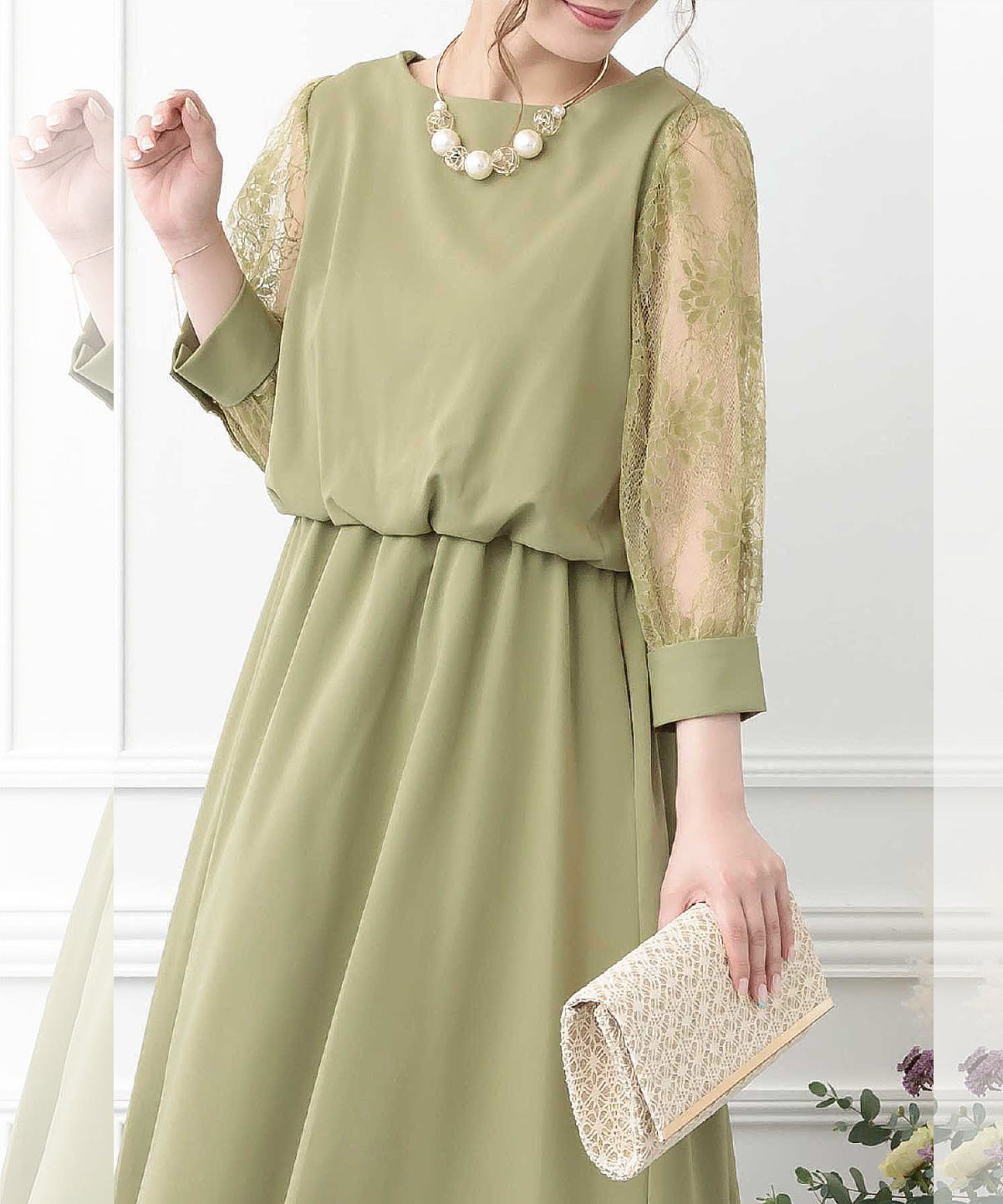 結婚式 ワンピース 二次会 お呼ばれドレス おしゃれ 袖あり ドレス 袖付き レース 謝恩会 卒業式 妊婦 マタニティドレス ポケット付き