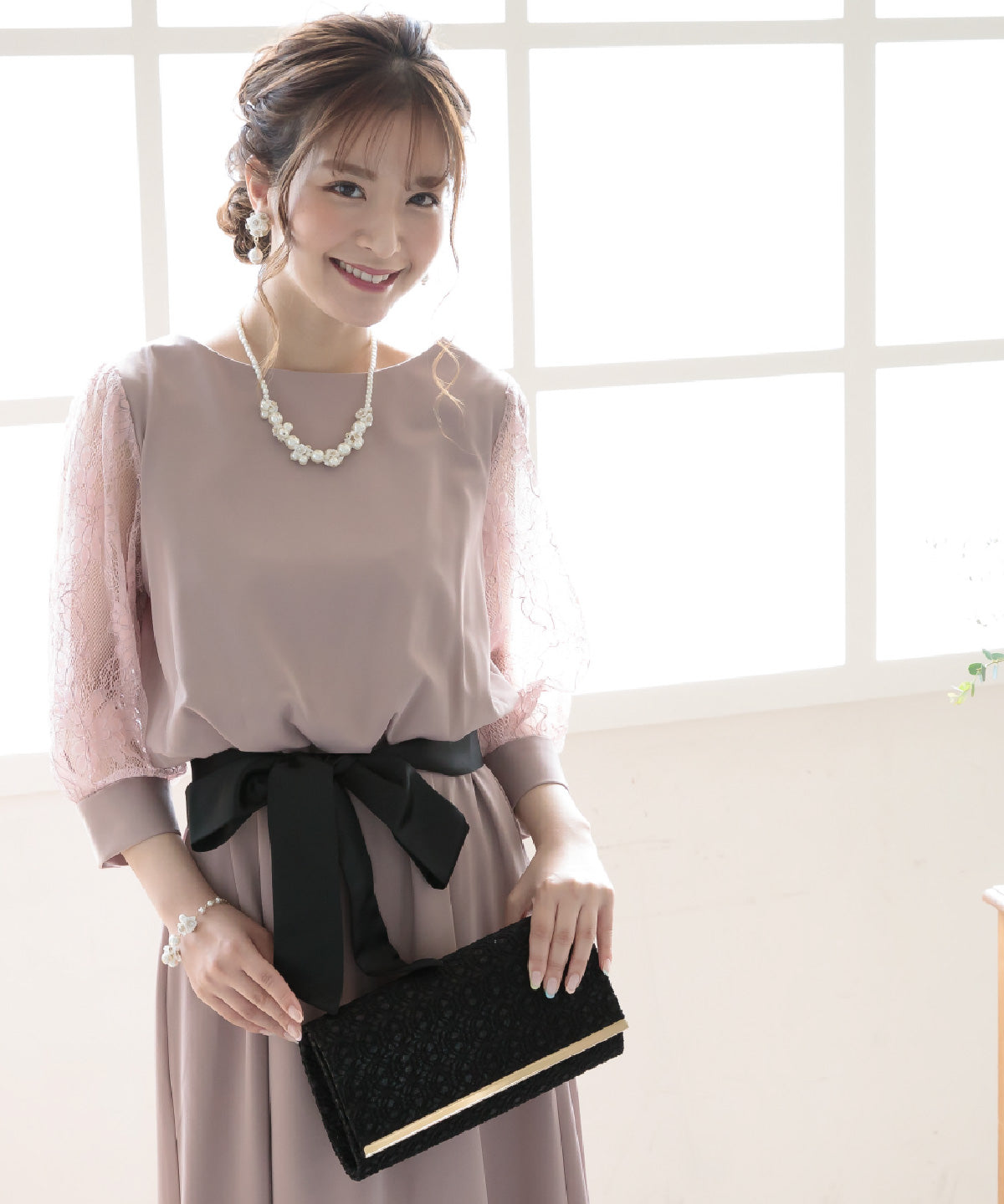 結婚式 ワンピース 二次会 お呼ばれドレス おしゃれ 袖あり ドレス 袖付き レース 謝恩会 卒業式 妊婦 マタニティドレス ポケット付き