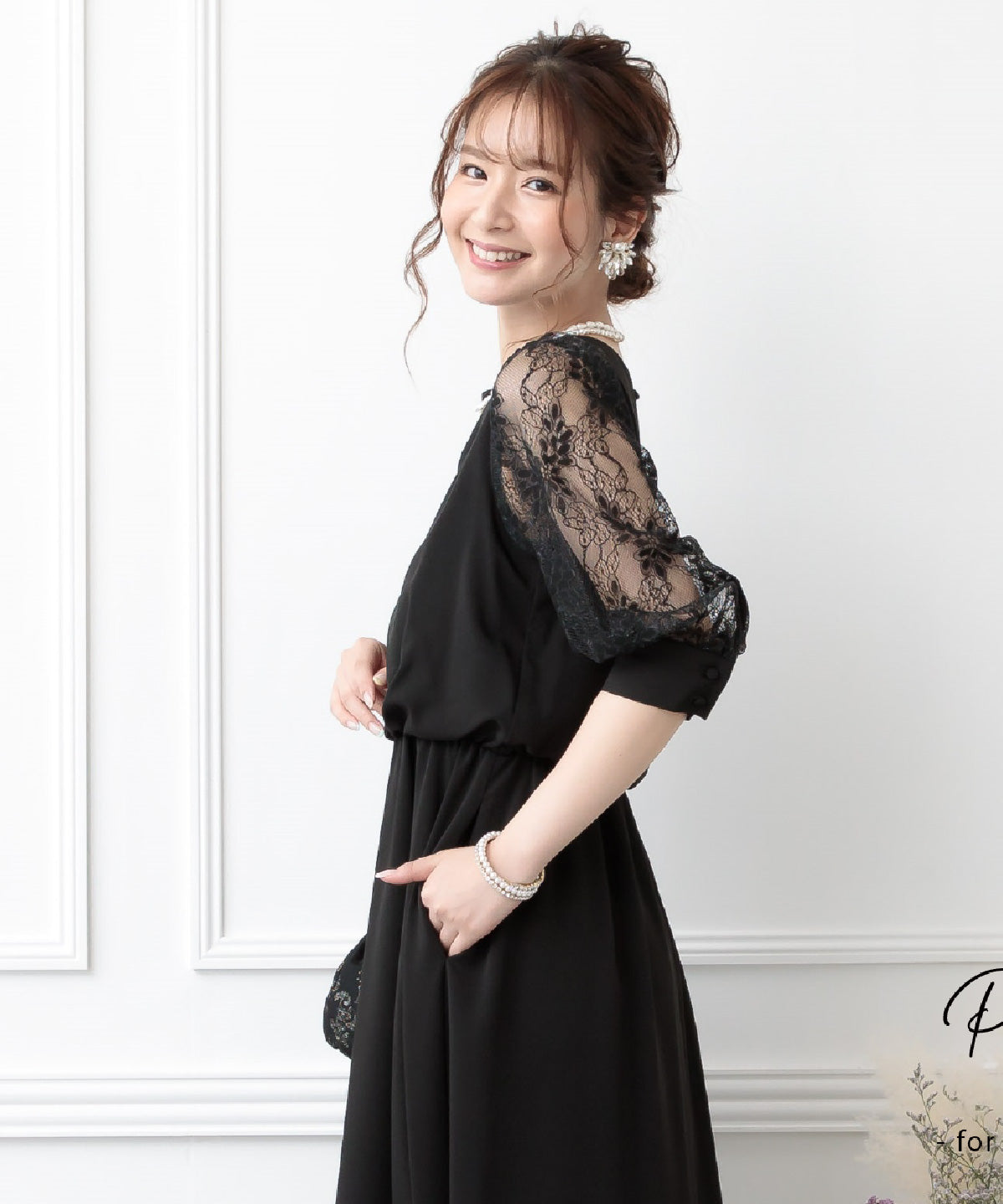 結婚式 ワンピース 二次会 お呼ばれドレス おしゃれ 袖あり ドレス 袖付き レース 謝恩会 卒業式 妊婦 マタニティドレス ポケット付き