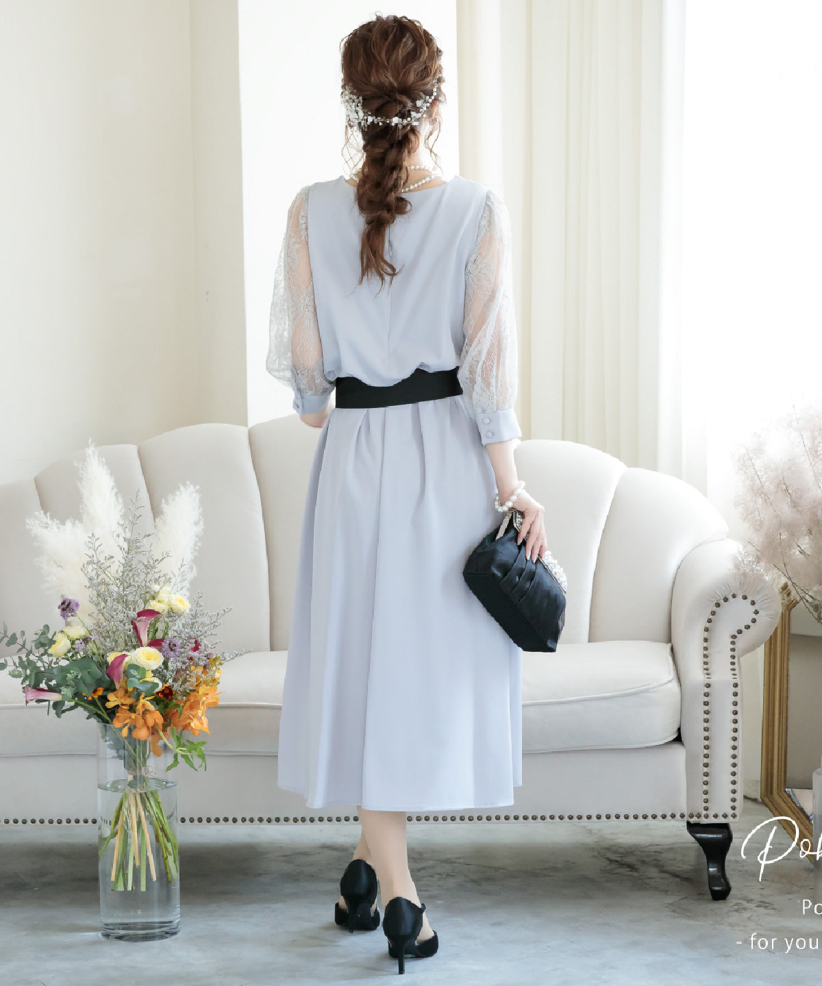 結婚式 ワンピース 二次会 お呼ばれドレス おしゃれ 袖あり ドレス 袖付き レース 謝恩会 卒業式 妊婦 マタニティドレス ポケット付き