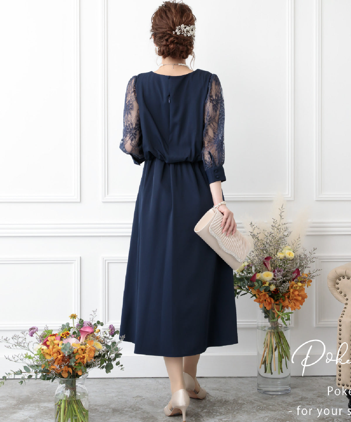 結婚式 ワンピース 二次会 お呼ばれドレス おしゃれ 袖あり ドレス 袖付き レース 謝恩会 卒業式 妊婦 マタニティドレス ポケット付き
