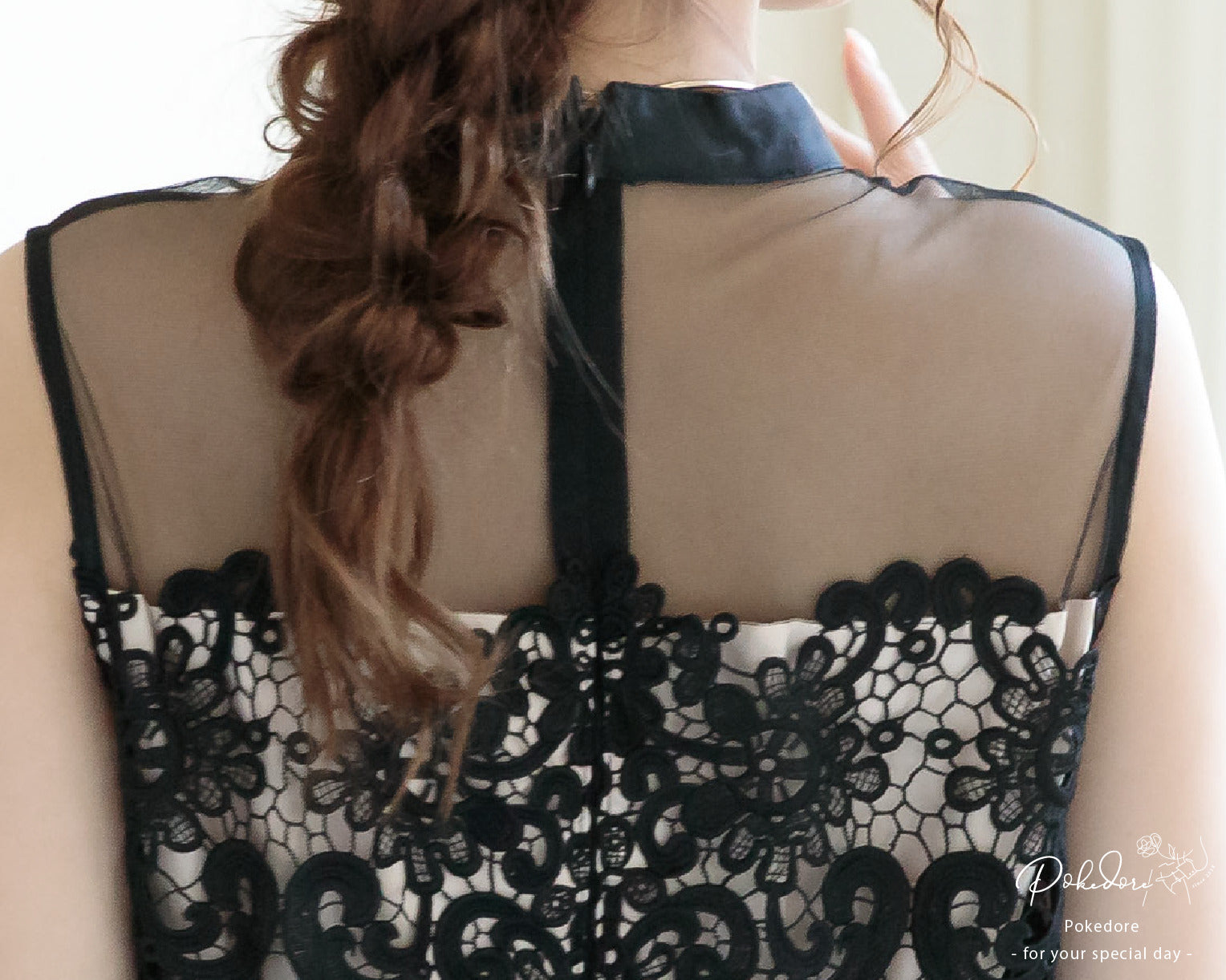 シアー切替えレースワンピース 105017ラベンダー