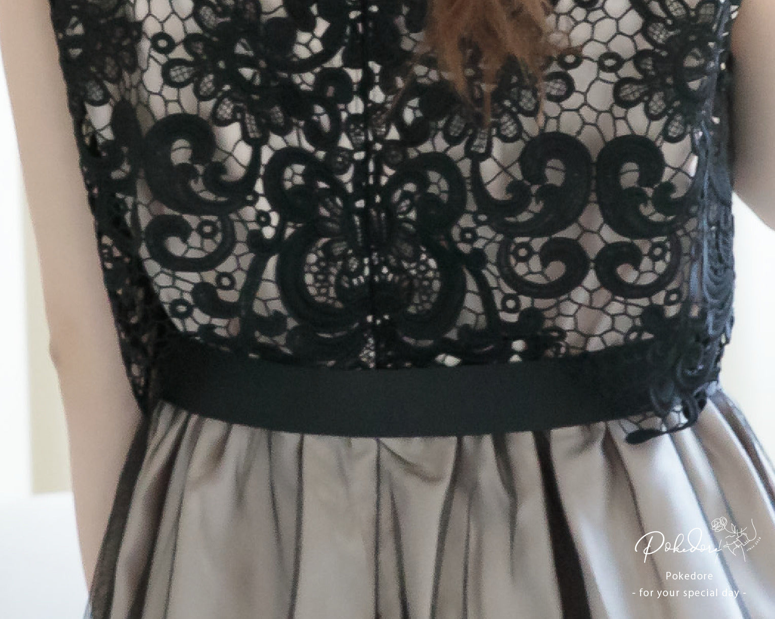 シアー切替えレースワンピース 105017ネイビー