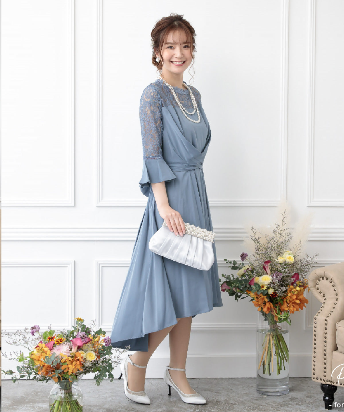 結婚式 ワンピース 二次会 お呼ばれドレス おしゃれ 袖あり ドレス 袖付き レース 謝恩会 卒業式 妊婦 マタニティドレス ポケット付き