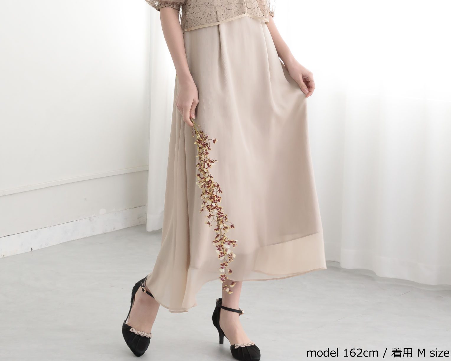 【S~4L】レースボレロ付き2WAYドレス 105027ダスティピンク