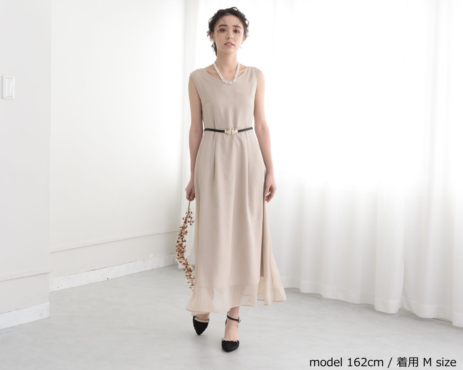 【S~4L】レースボレロ付き2WAYドレス 105027ダスティピンク