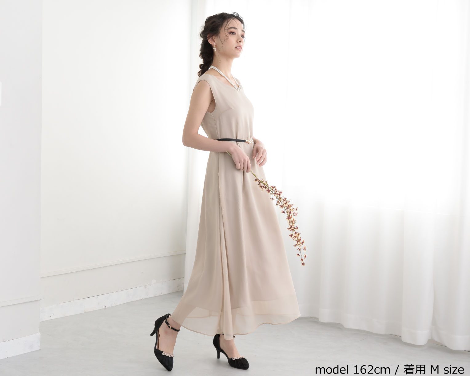【S~4L】レースボレロ付き2WAYドレス 105027ダスティピンク