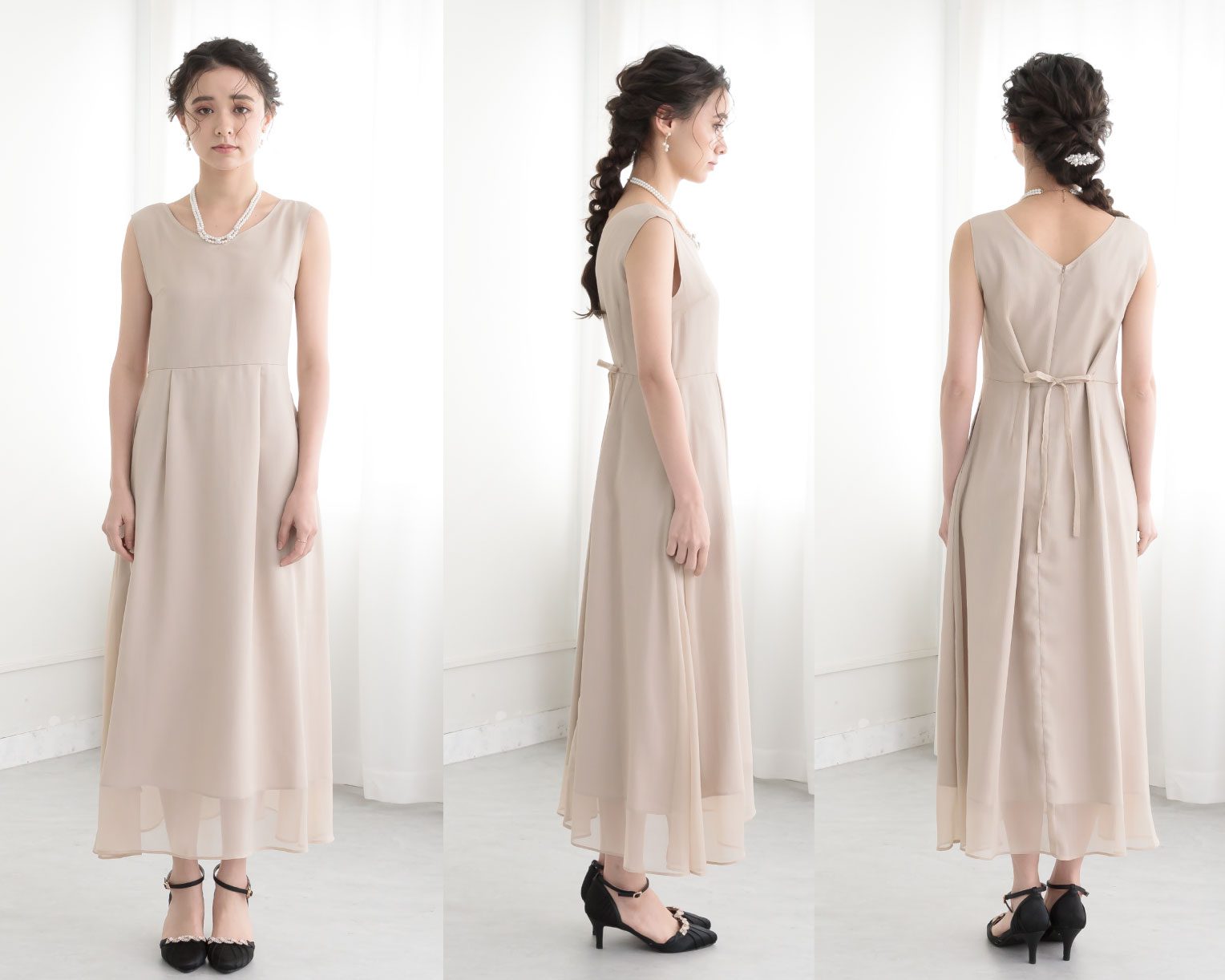 【S~4L】レースボレロ付き2WAYドレス 105027ダスティピンク
