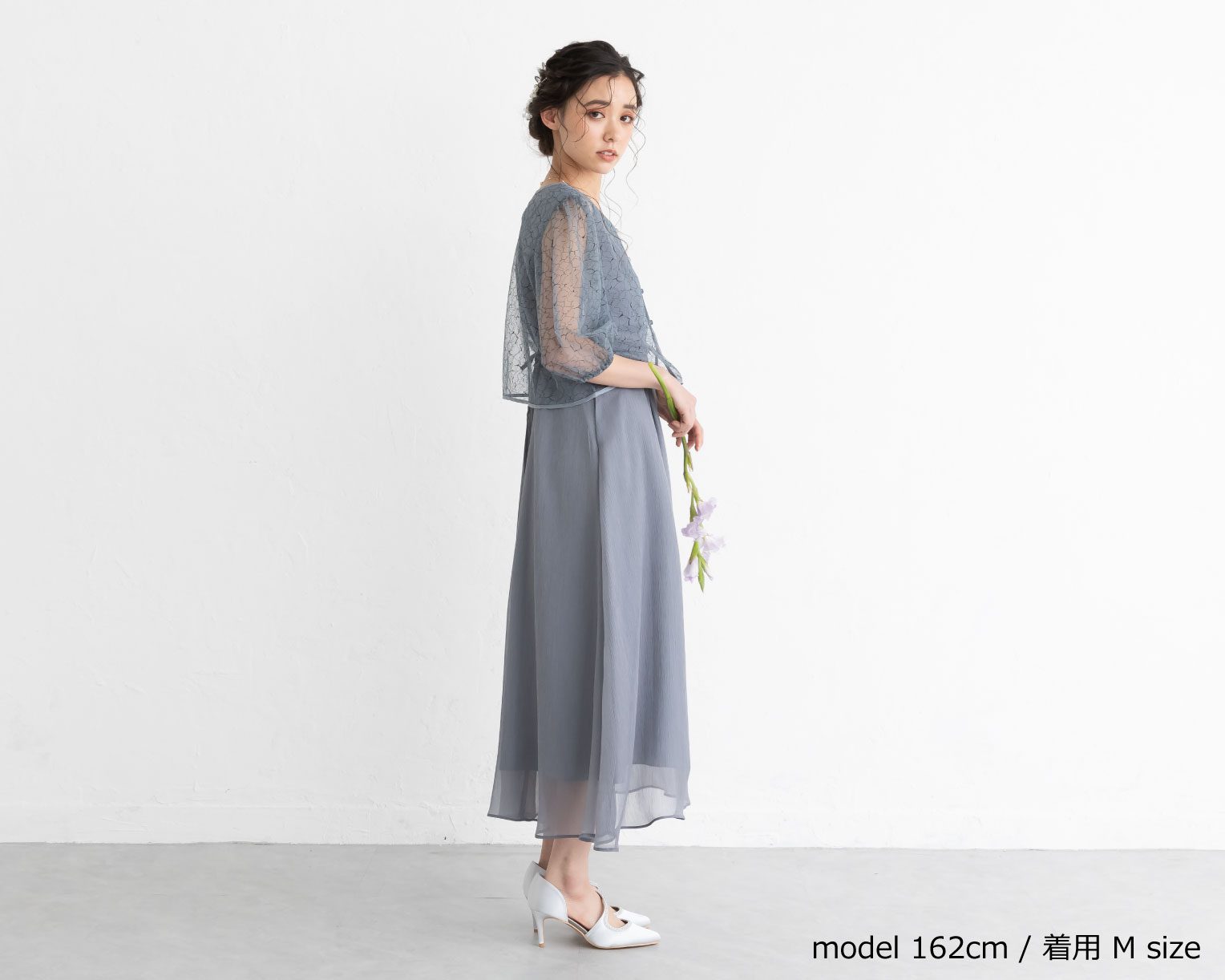 【S~4L】レースボレロ付き2WAYドレス 105027ダスティピンク