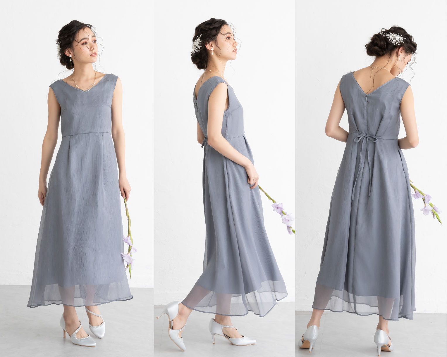 【S~4L】レースボレロ付き2WAYドレス 105027ダスティピンク