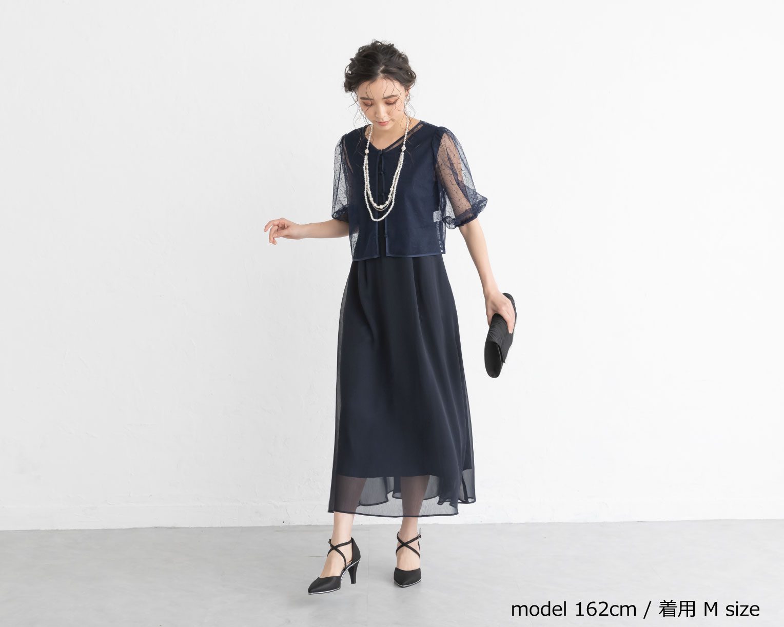 【S~L】レースボレロ付き2WAYドレス 105027ベージュ