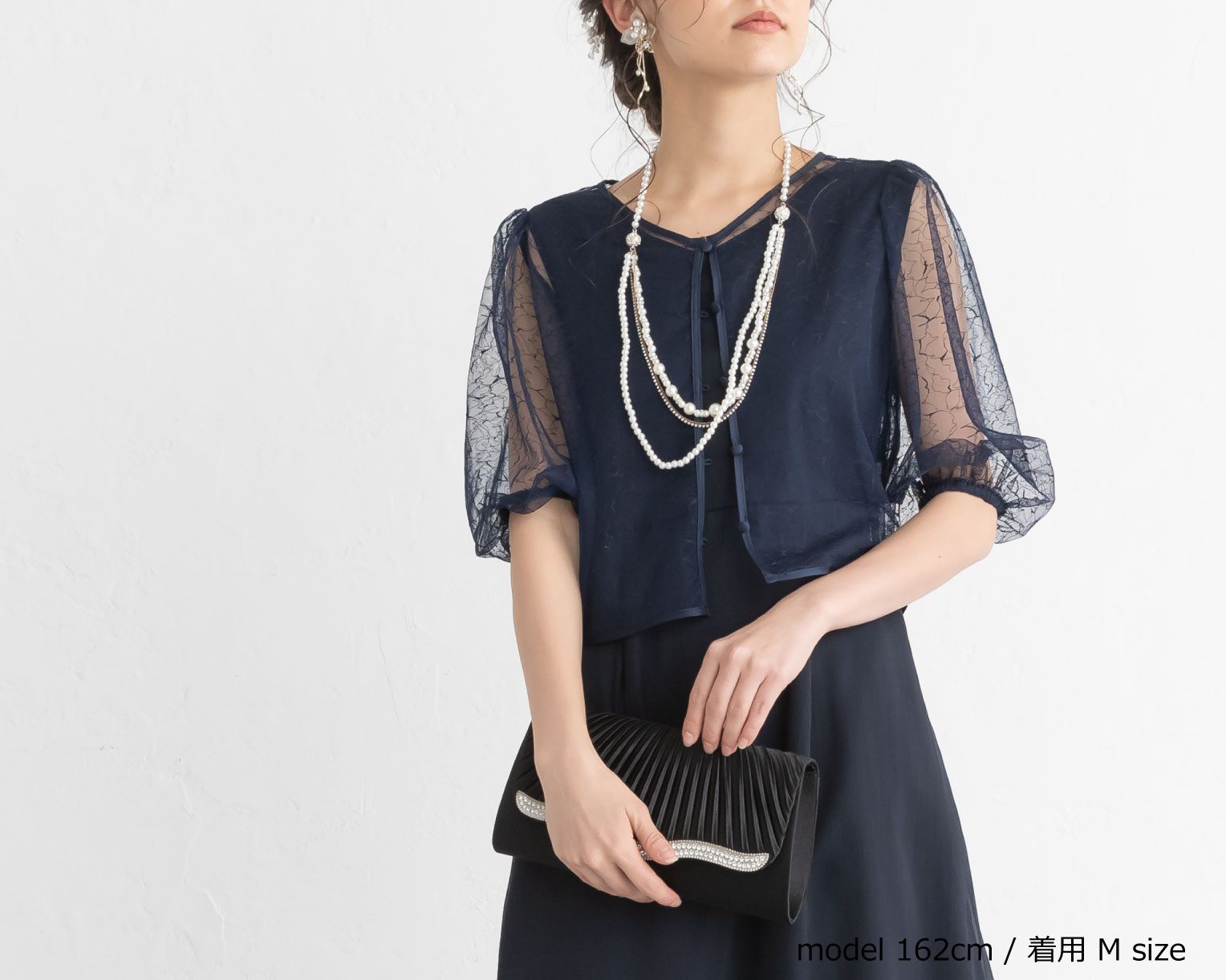 【S~4L】レースボレロ付き2WAYドレス 105027ダスティピンク