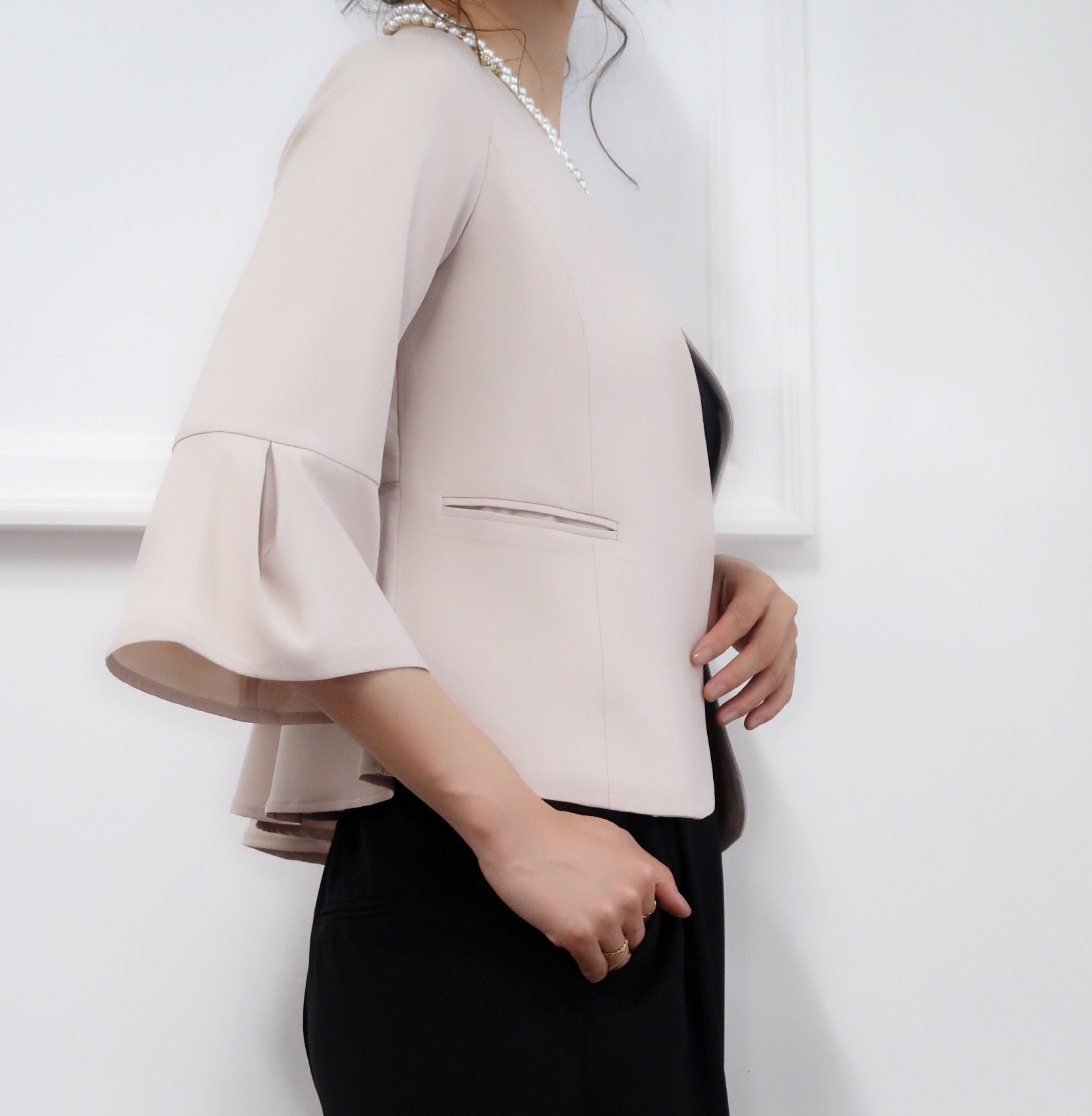 おしゃれ 人気 かわいい 結婚式 ジャケット ボレロ ショール ドレス お呼ばれ 二次会 謝恩会 お見合い 伸縮性 動きやすい ショールカラー ボレロ 二次会 お見合い 通勤コーデ セレモニー ママ 母 式