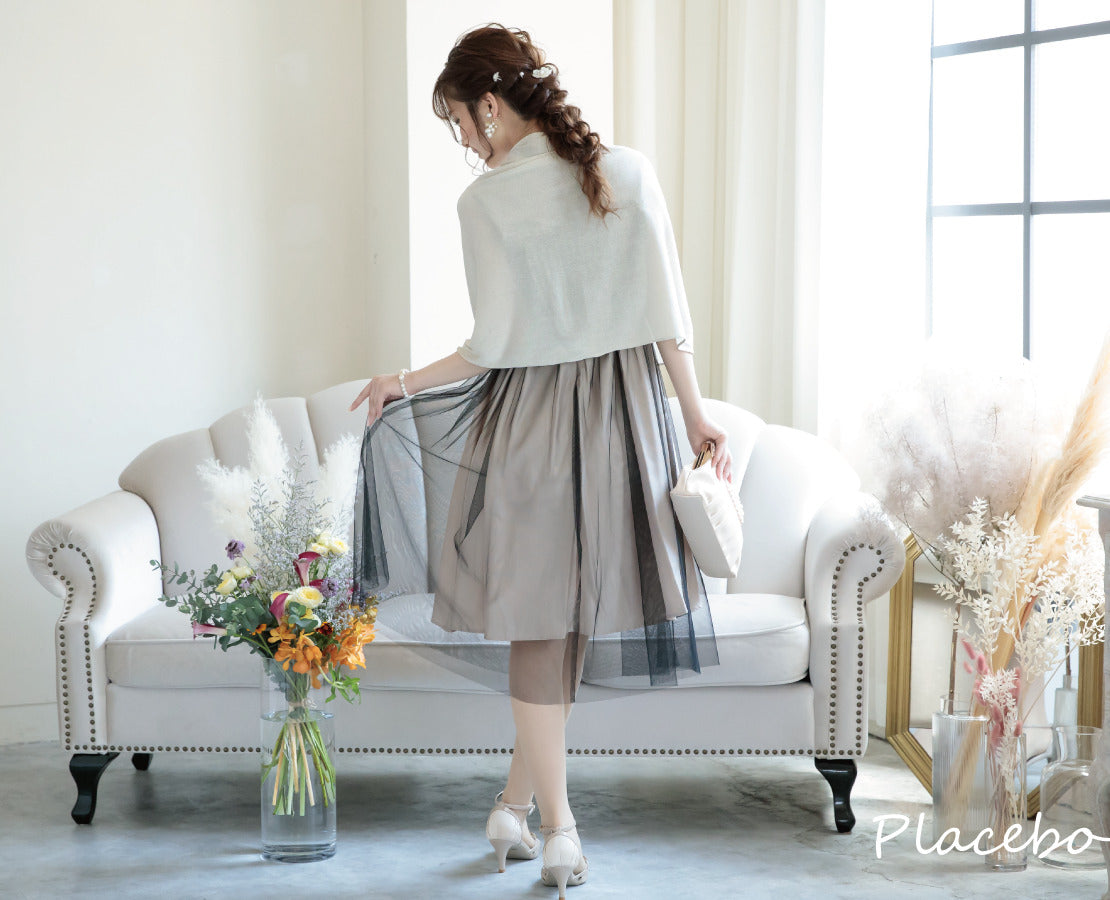 シアー切替えレースワンピース 105017ネイビー