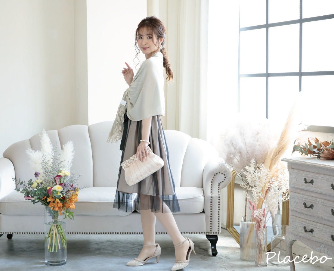 シアー切替えレースワンピース 105017ネイビー