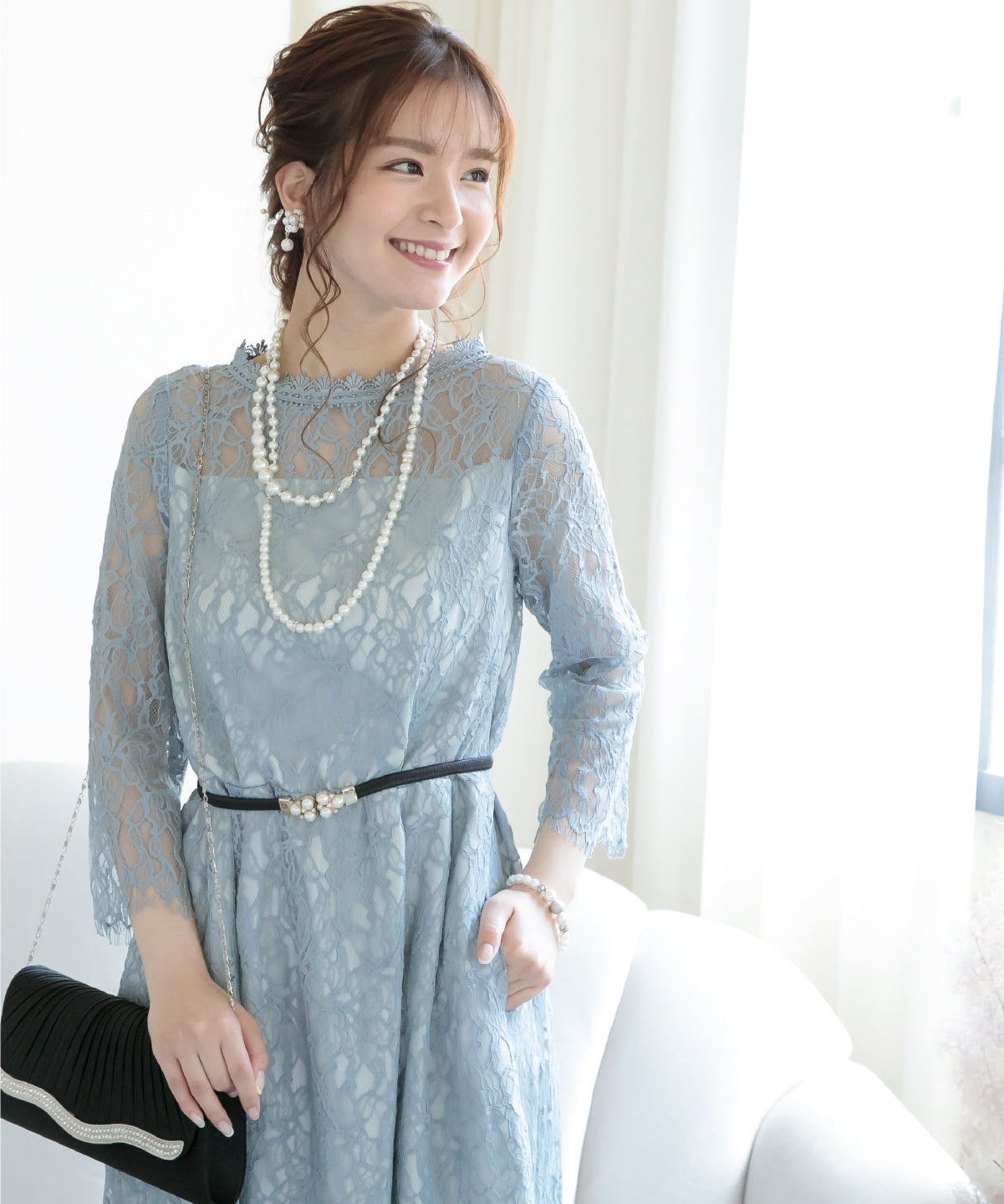 楽ちん おしゃれ かわいい プラスサイズ 結婚式 ドレス 二次会 パーティードレス レース 袖付き 袖あり 大きいサイズ おしゃれ 人気