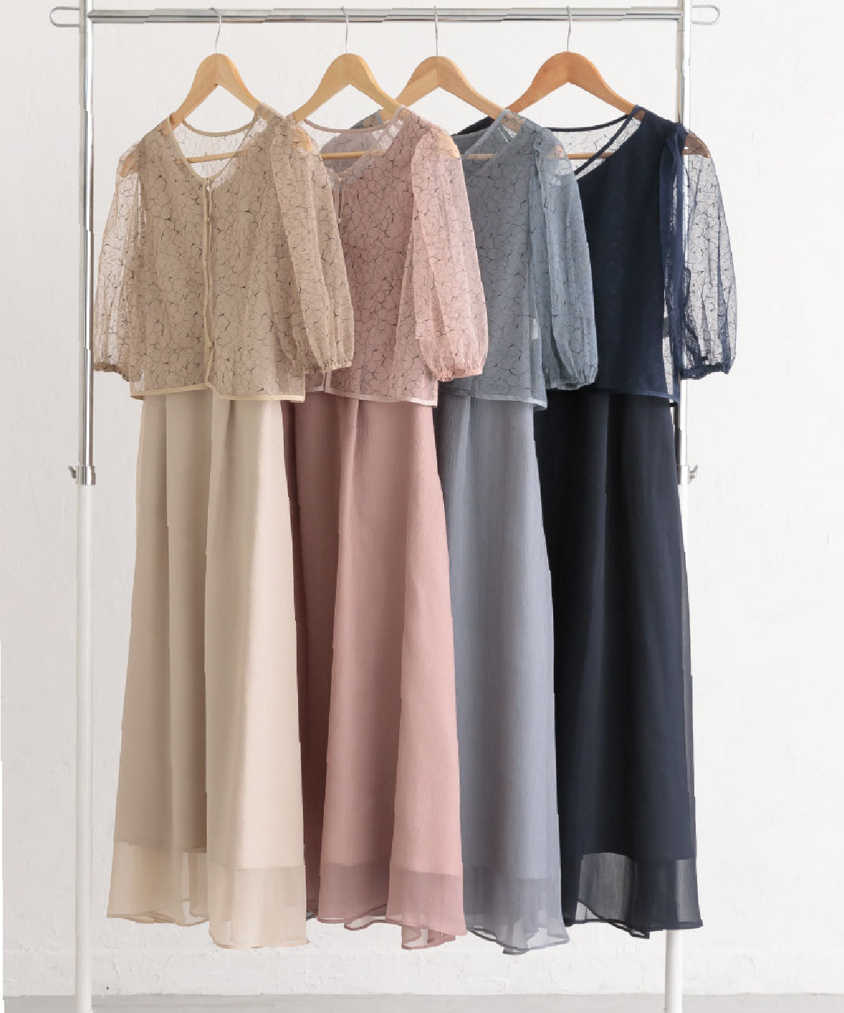 【S~4L】レースボレロ付き2WAYドレス 105027ダスティピンク