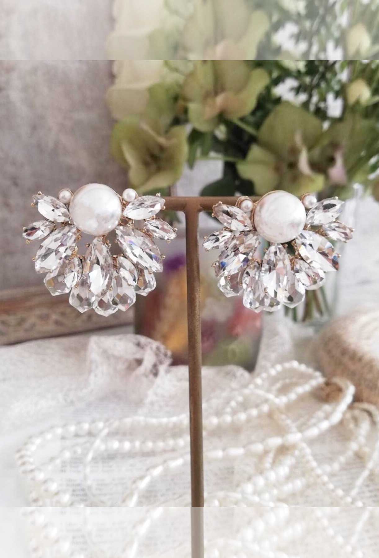 結婚式 おしゃれ ピアス イヤリング 人気 トレンド 韓国 ビジュー パール 二次会 インスタグラマー ゴールド アクセサリー