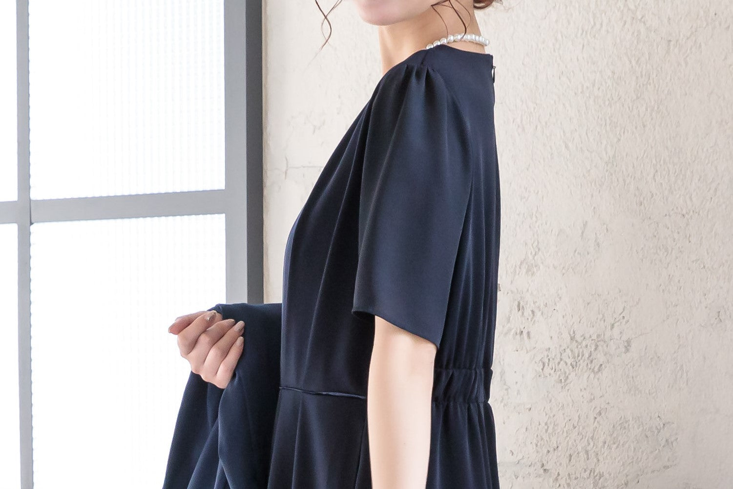 ポケット付き胸元レースマルチドレス 105023ブラック