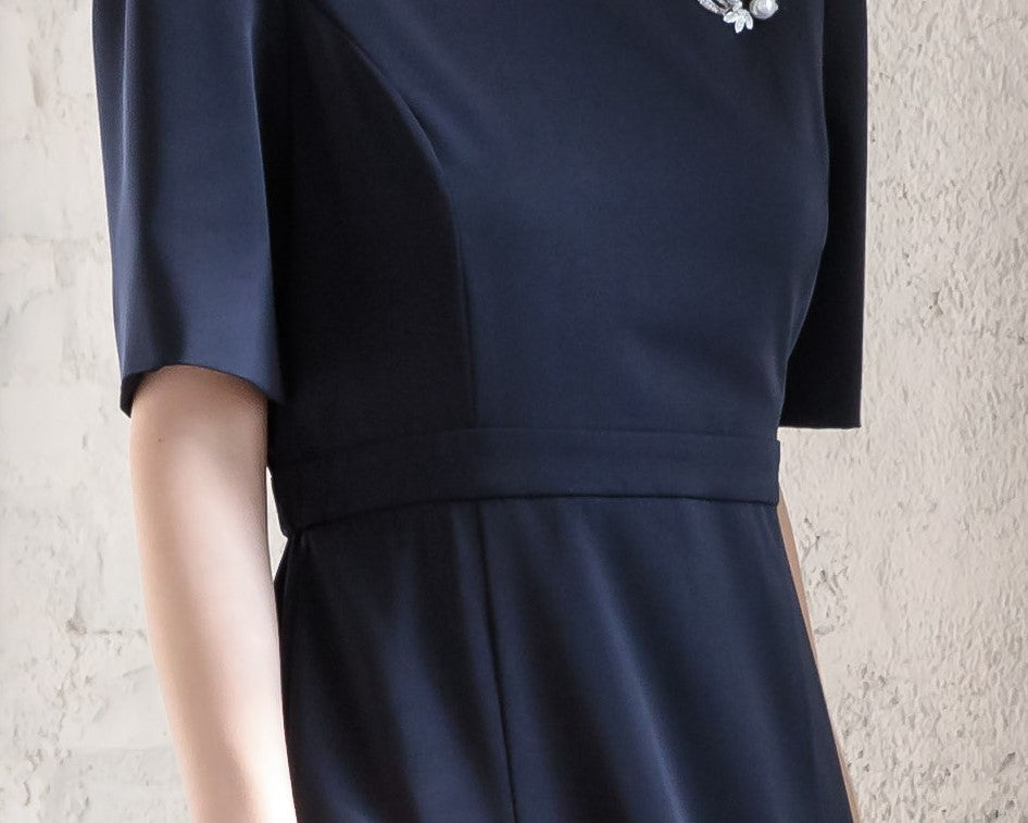 ポケット付き袖スリットマルチドレス 105024ブラック