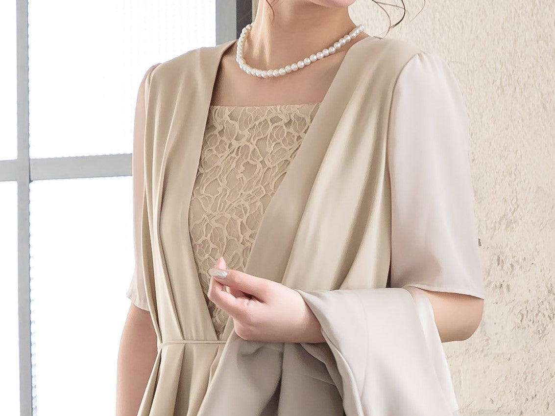 ポケット付き胸元レースマルチドレス 105023ブラック