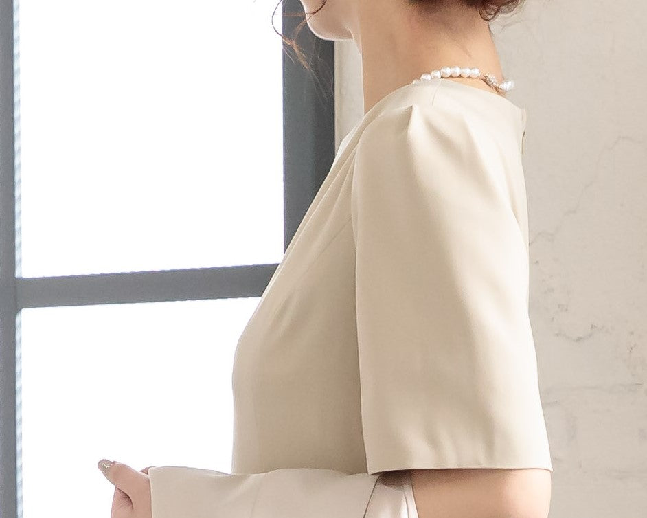 ポケット付き袖スリットマルチドレス 105024ブラック