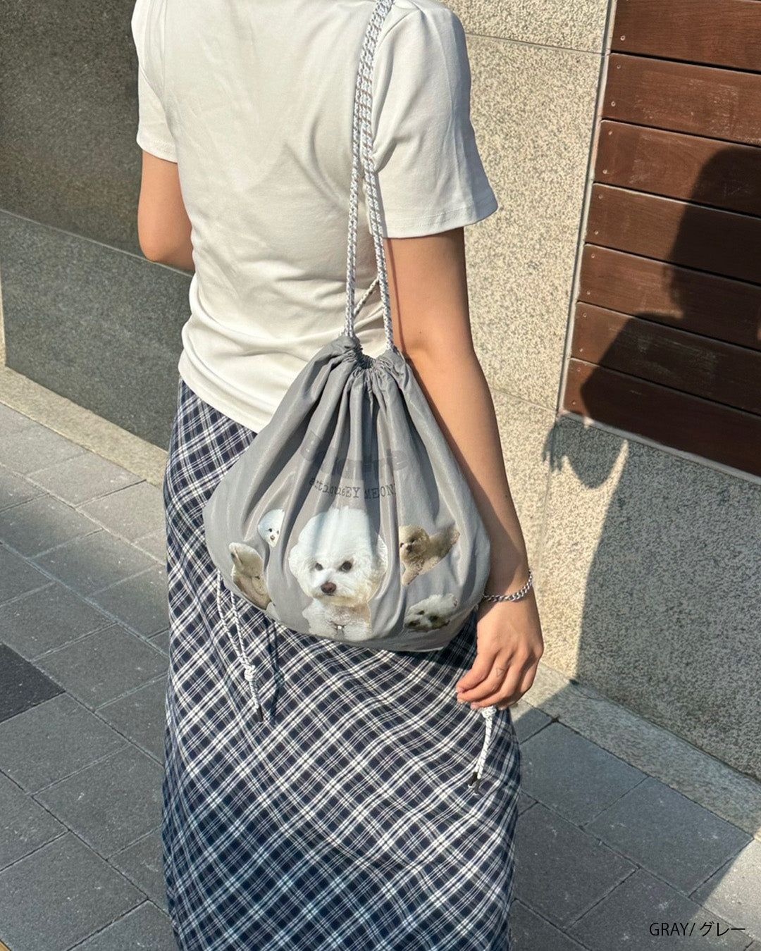 犬柄巾着ナップサック aj006