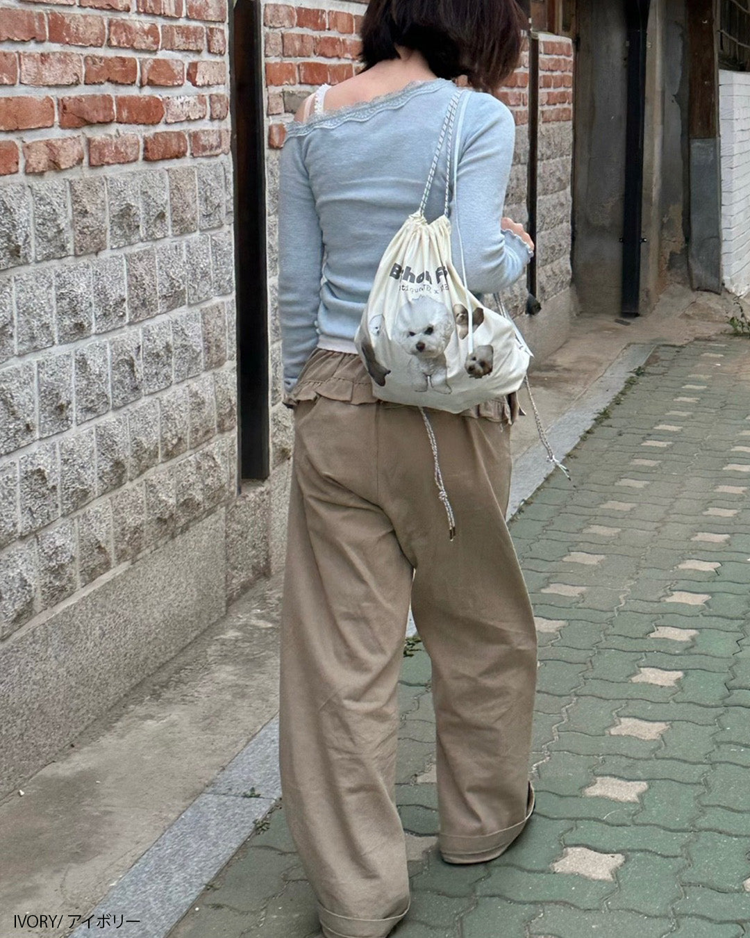 犬柄巾着ナップサック aj006