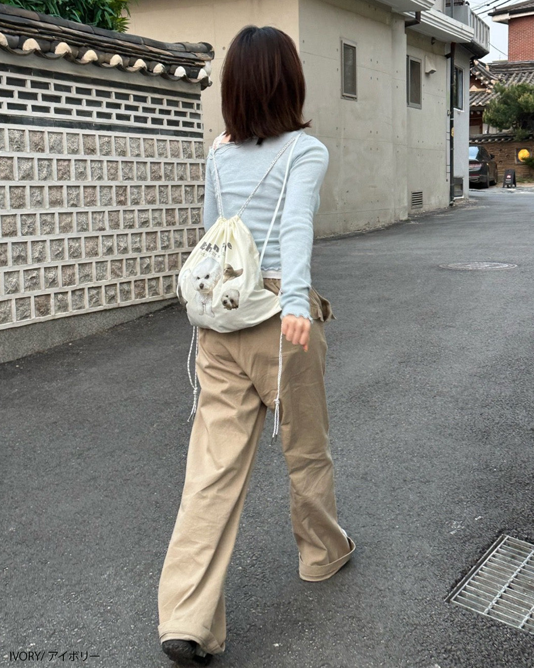 犬柄巾着ナップサック aj006