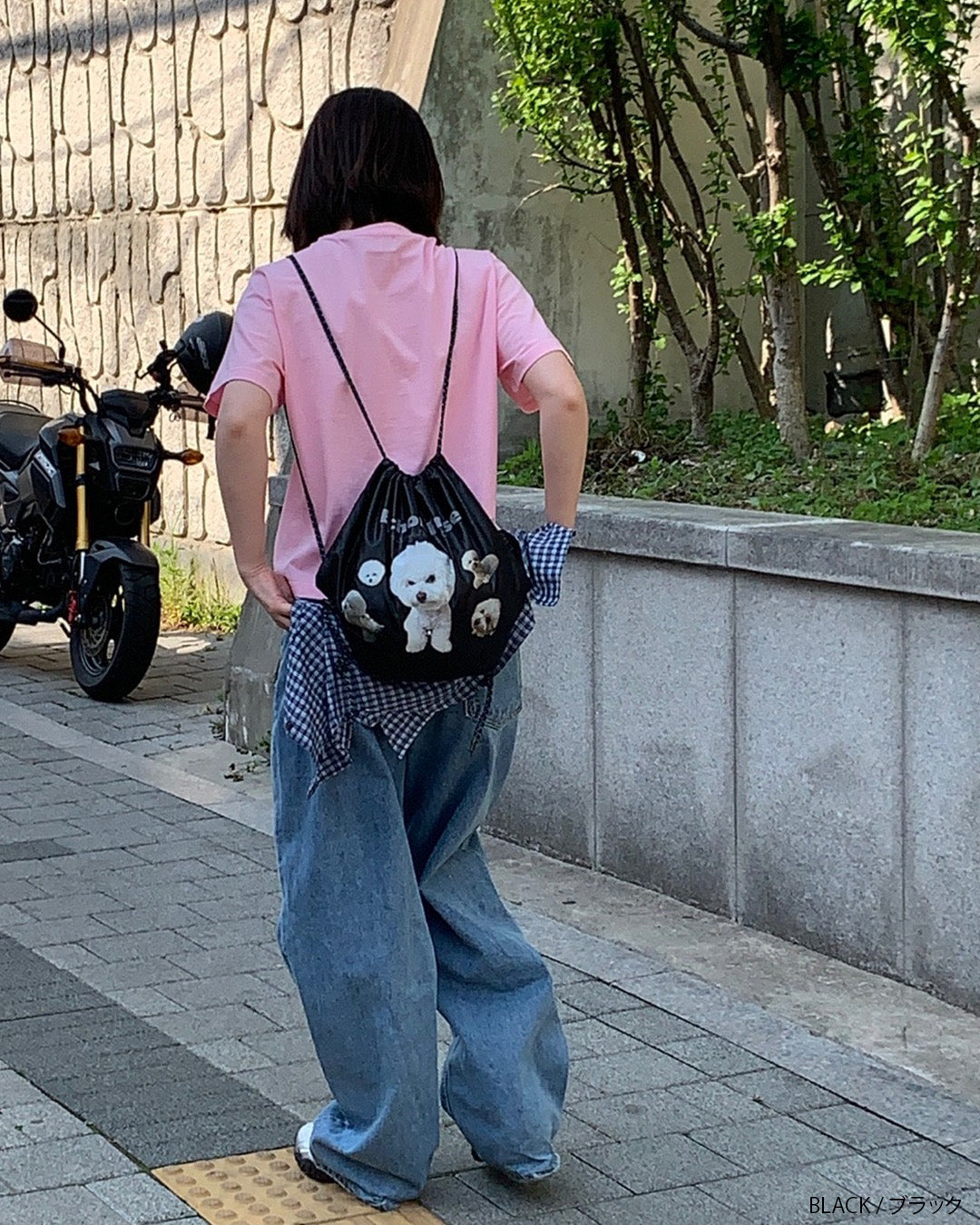 犬柄巾着ナップサック aj006