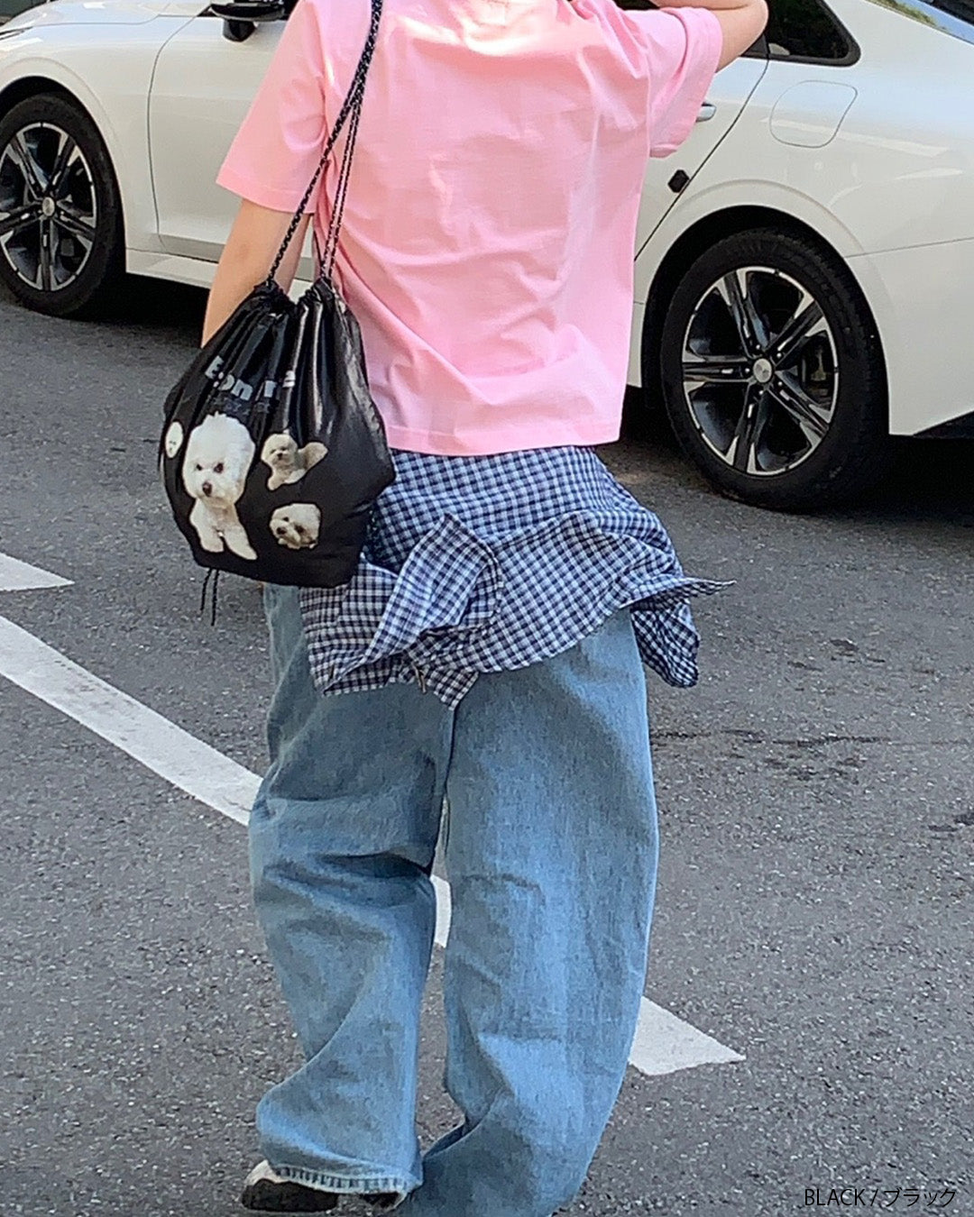 犬柄巾着ナップサック aj006