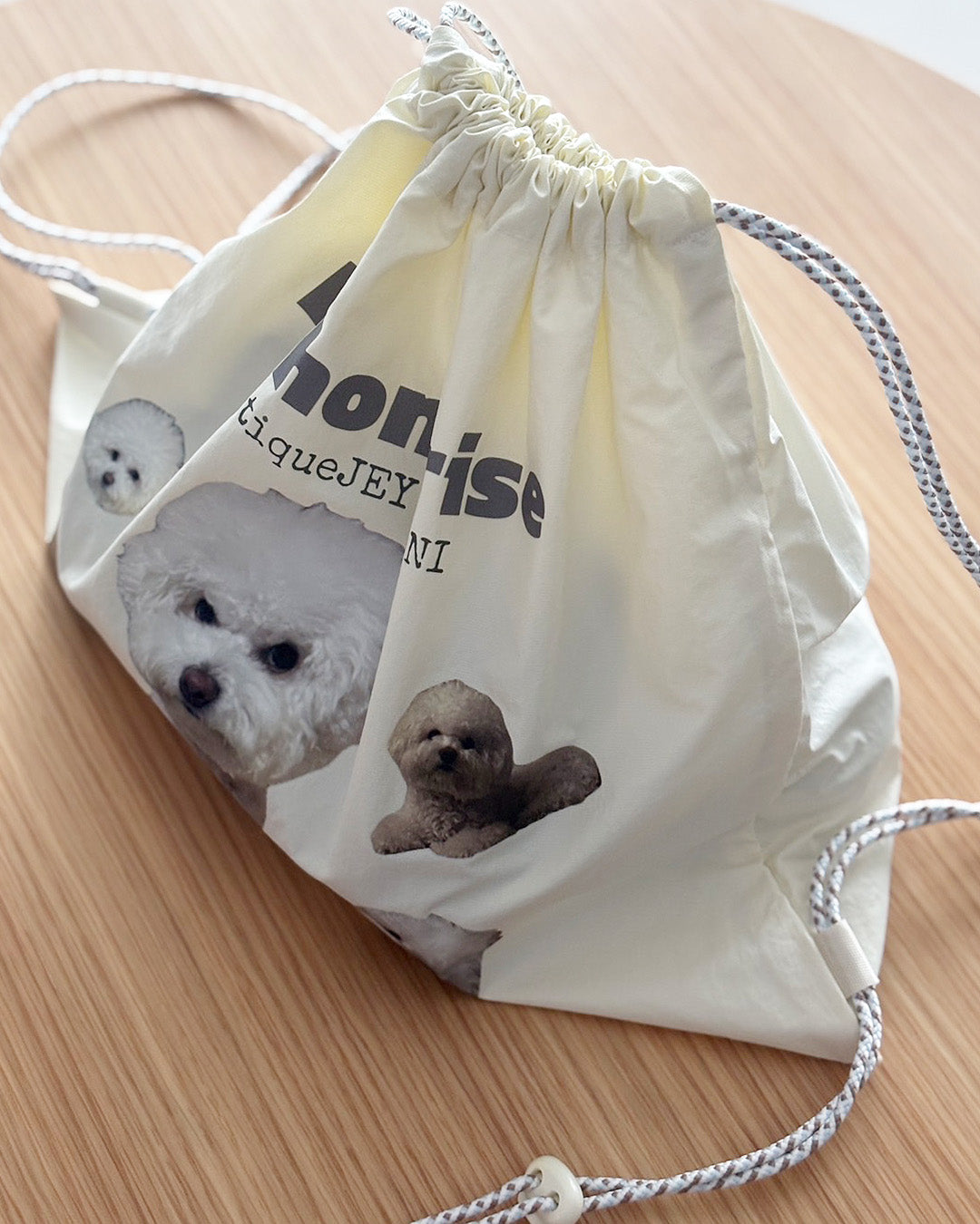 犬柄巾着ナップサック aj006