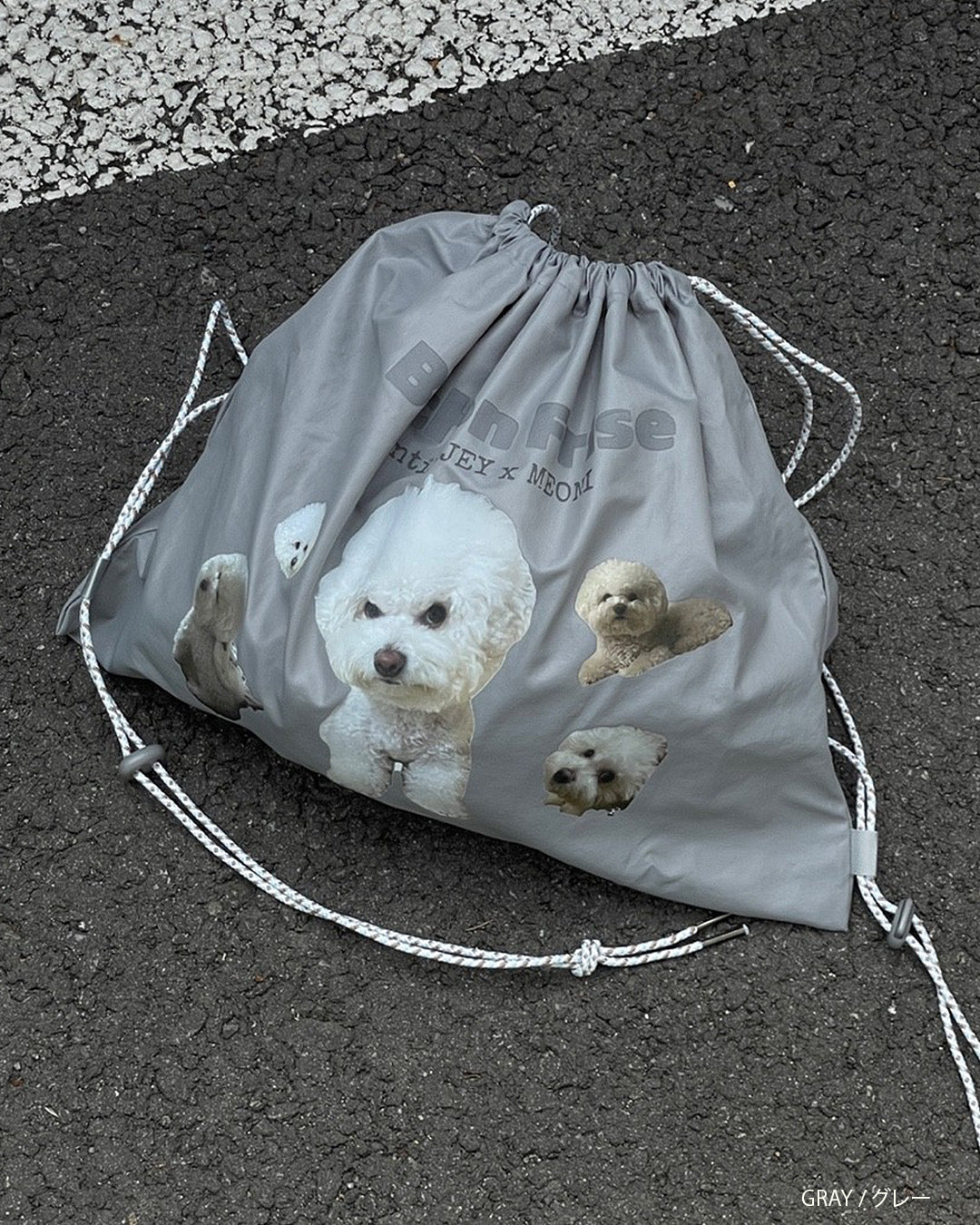 犬柄巾着ナップサック aj006