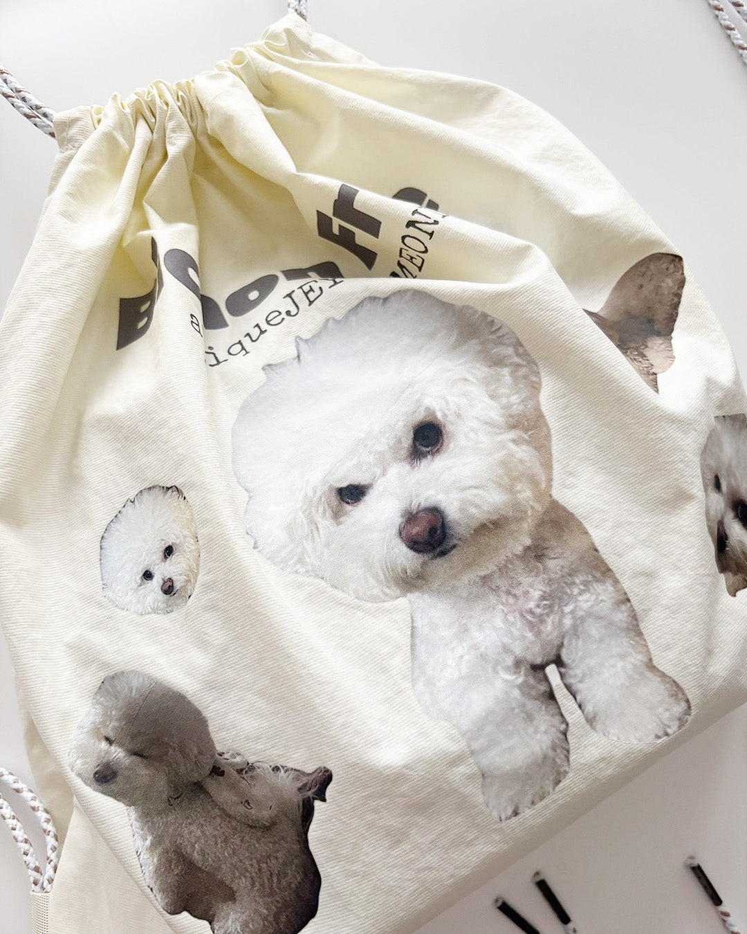犬柄巾着ナップサック aj006