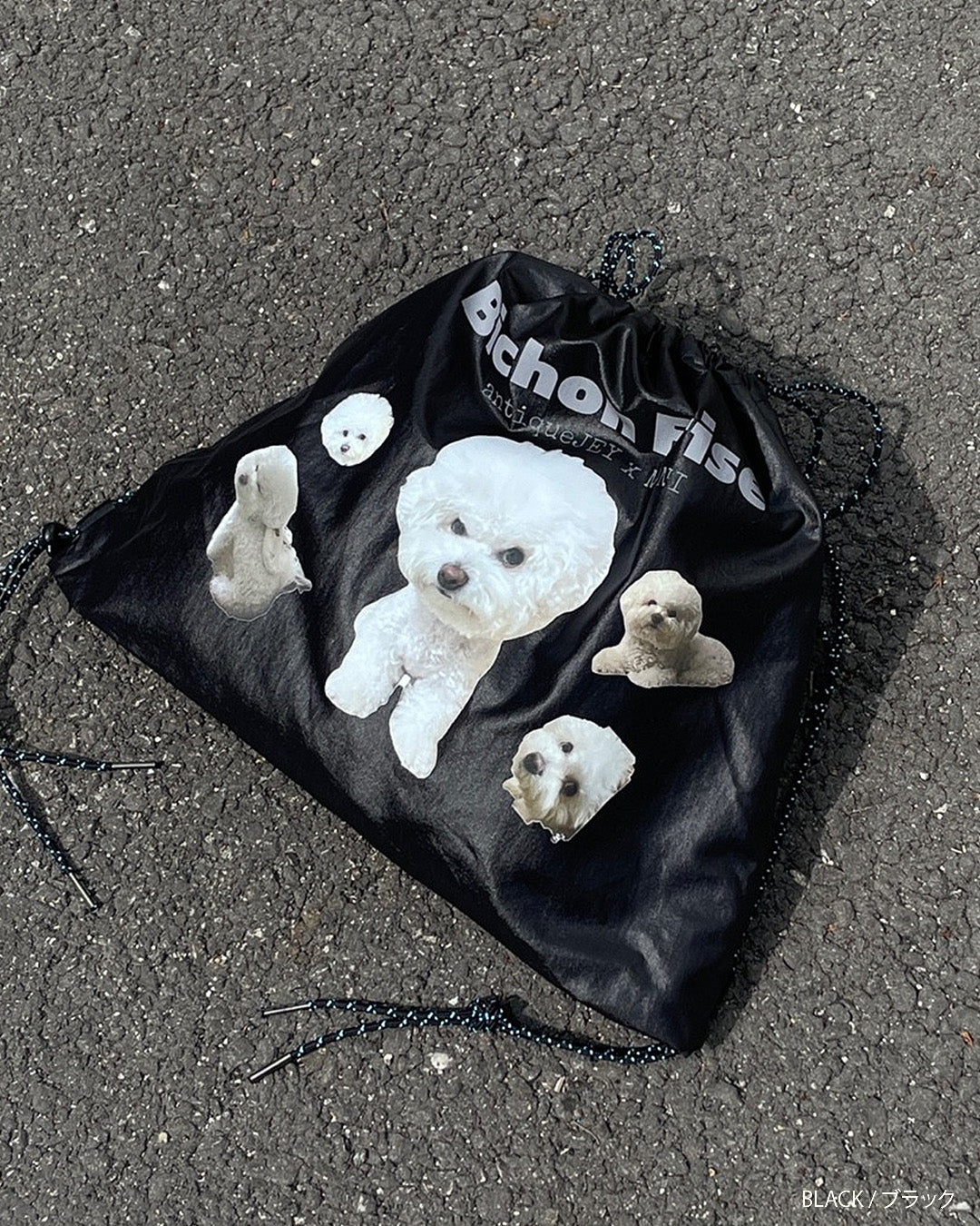 犬柄巾着ナップサック aj006