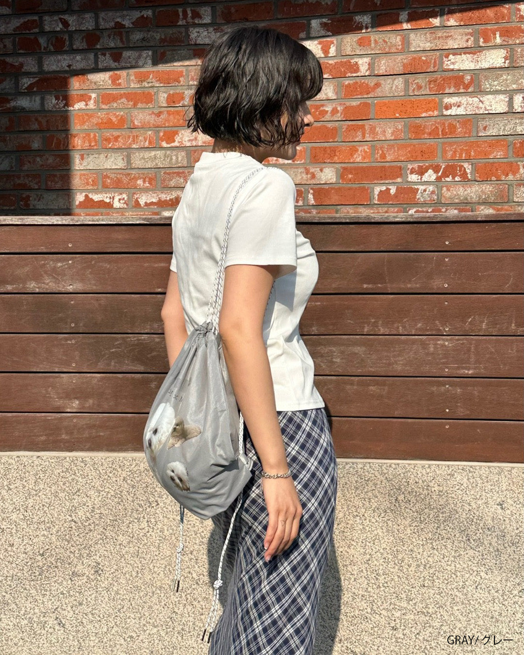 犬柄巾着ナップサック aj006