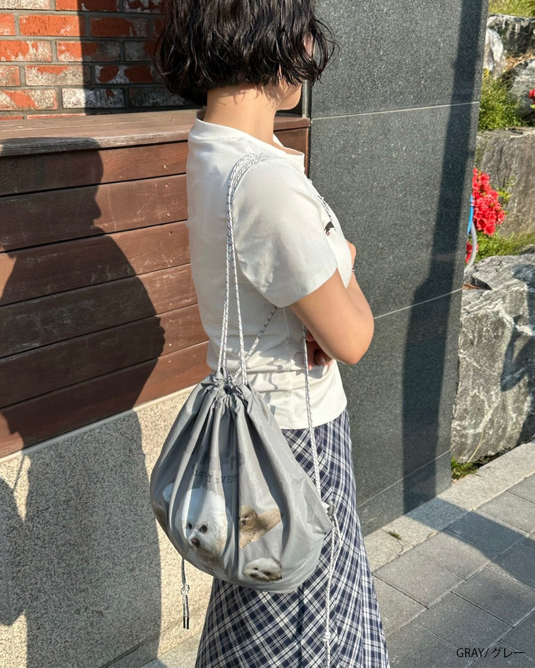 犬柄巾着ナップサック aj006