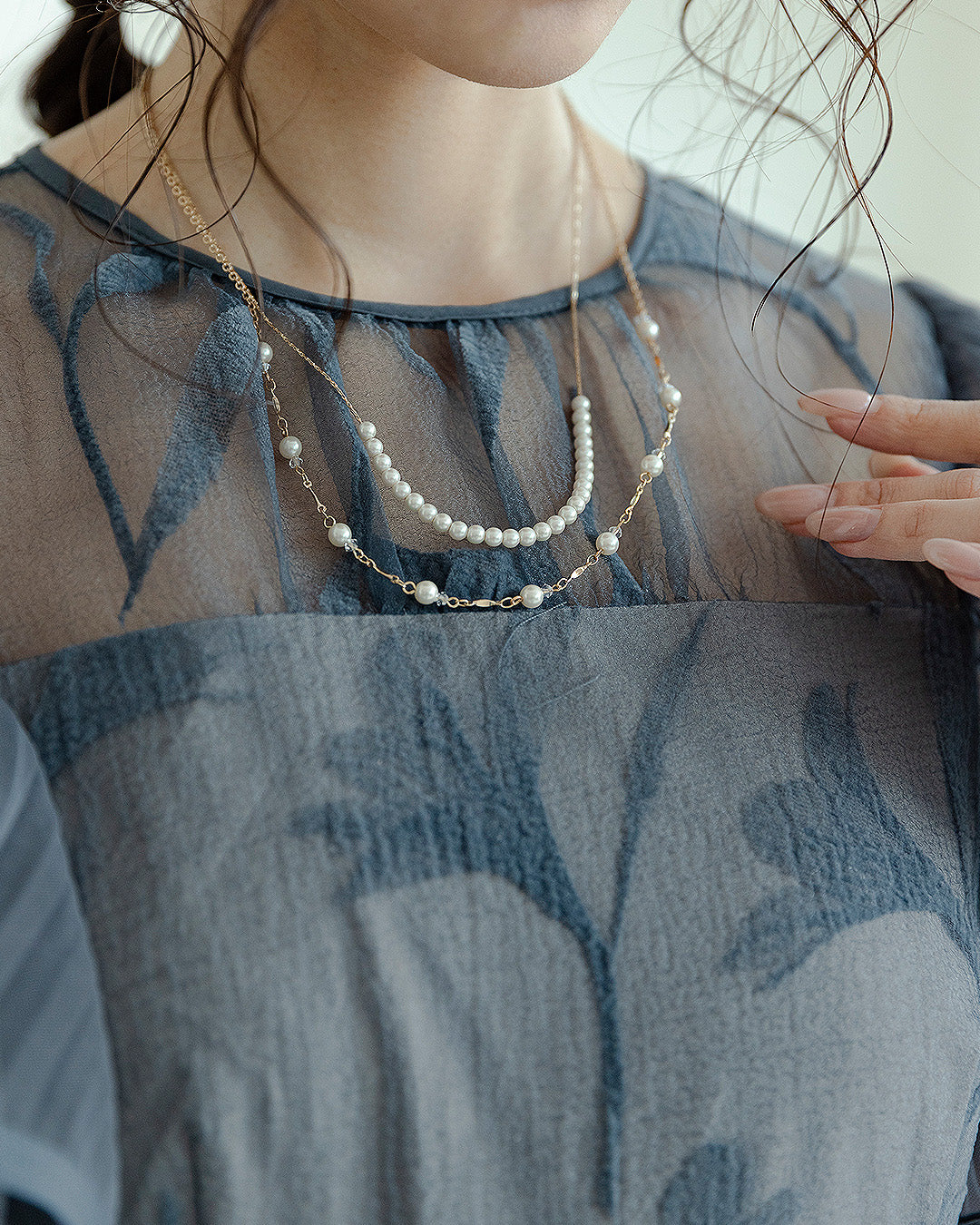 パール2連ネックレス as24838