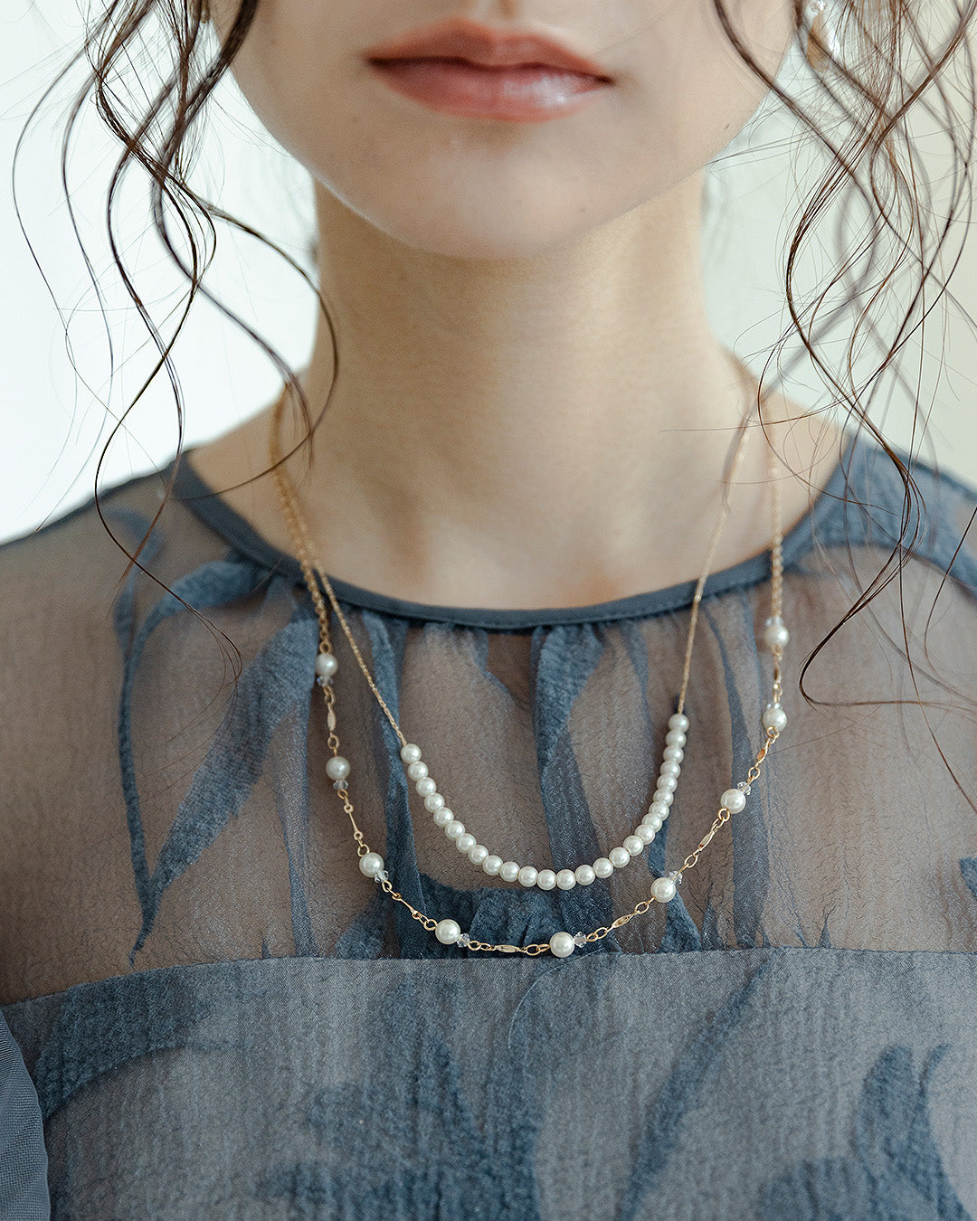 パール2連ネックレス as24838