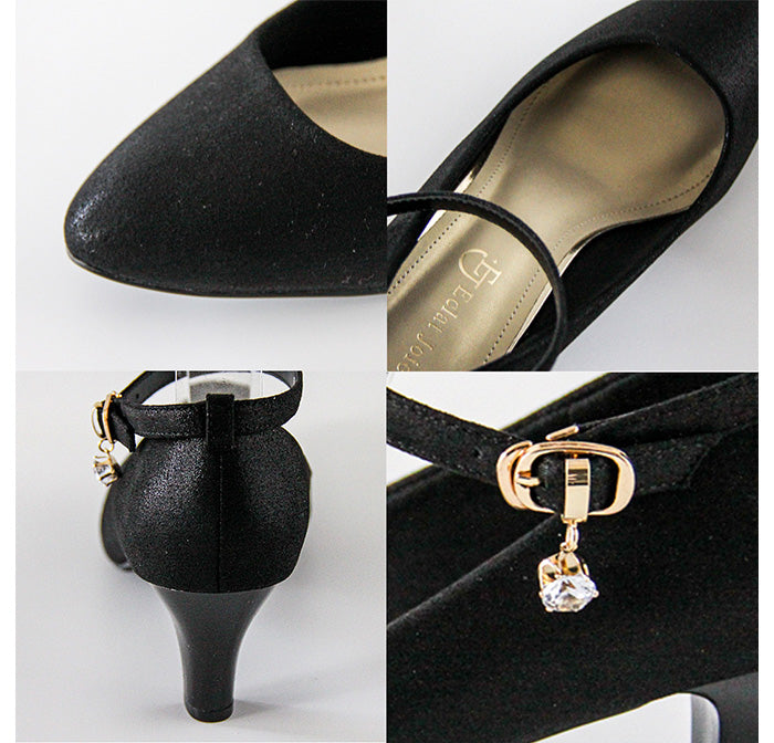 3wayアンクルストラップパンプス|太ヒール/低反発クッション co1111