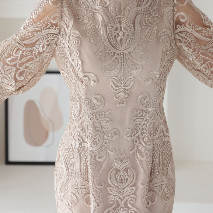 袖あり 二次会 パーティードレス ワンピース ランキング結婚式 韓国 ママコーデ 袖つき おしゃれ かわいい 人気 最新 楽ちん レース