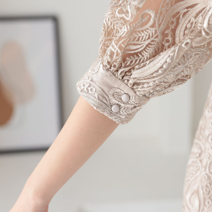 袖あり 二次会 パーティードレス ワンピース ランキング結婚式 韓国 ママコーデ 袖つき おしゃれ かわいい 人気 最新 楽ちん レース