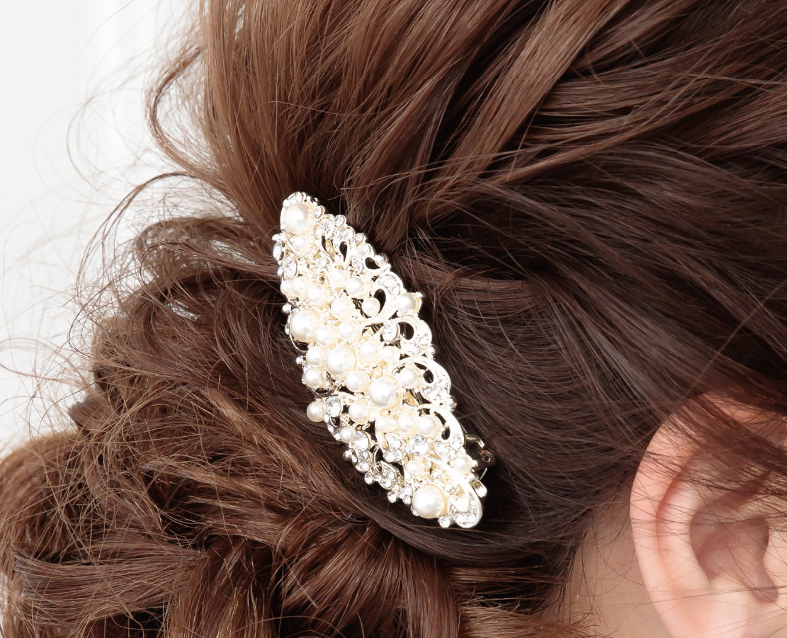 結婚式 ヘアアクセサリー バレッタ かわいい ヘアピン おしゃれ 人気 韓国 ランキング ゴールド 二次会 謝恩会 パーティー ヘアアクセ ヘッドドレス