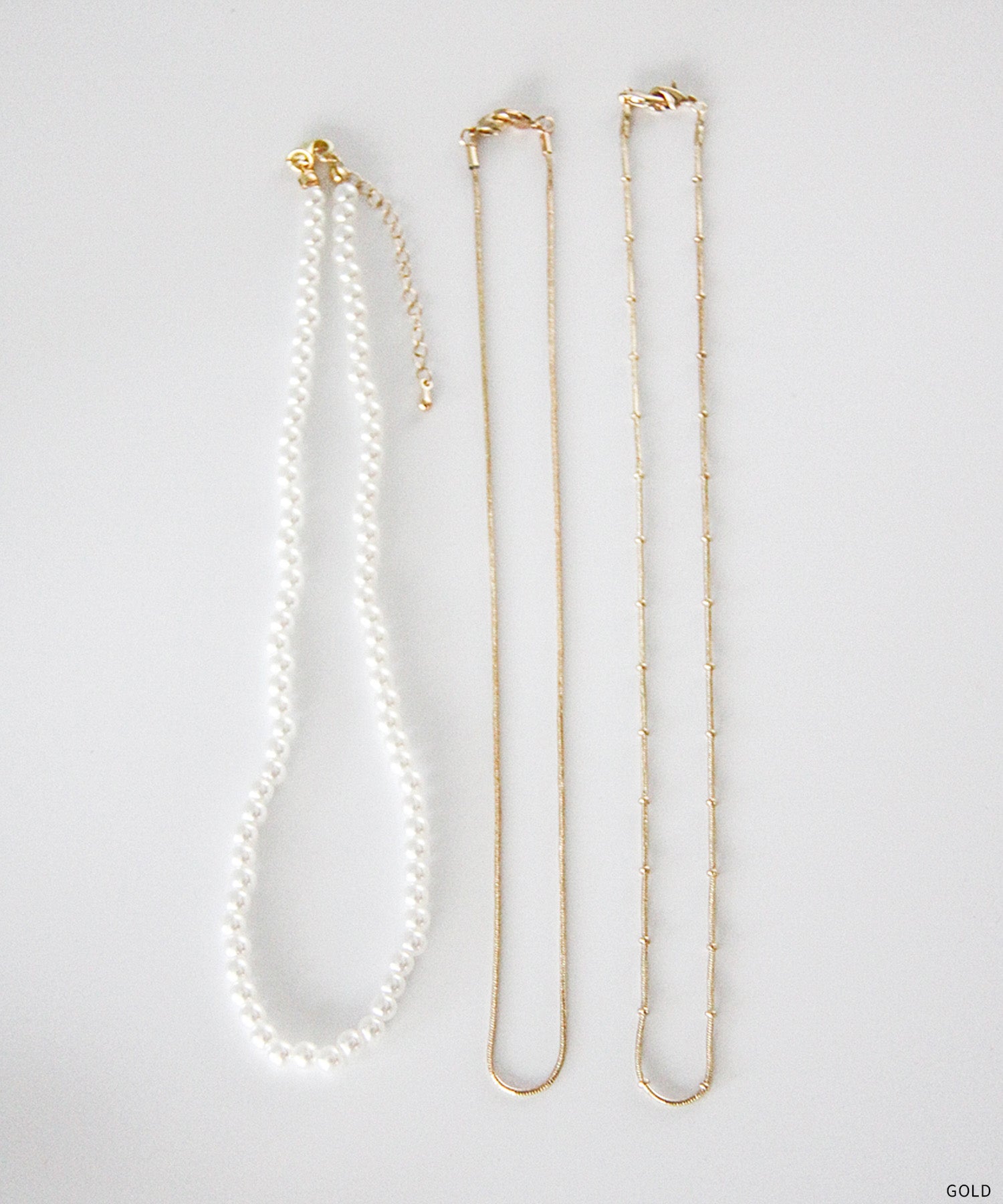 3本セットネックレス パール チェーン 　10196