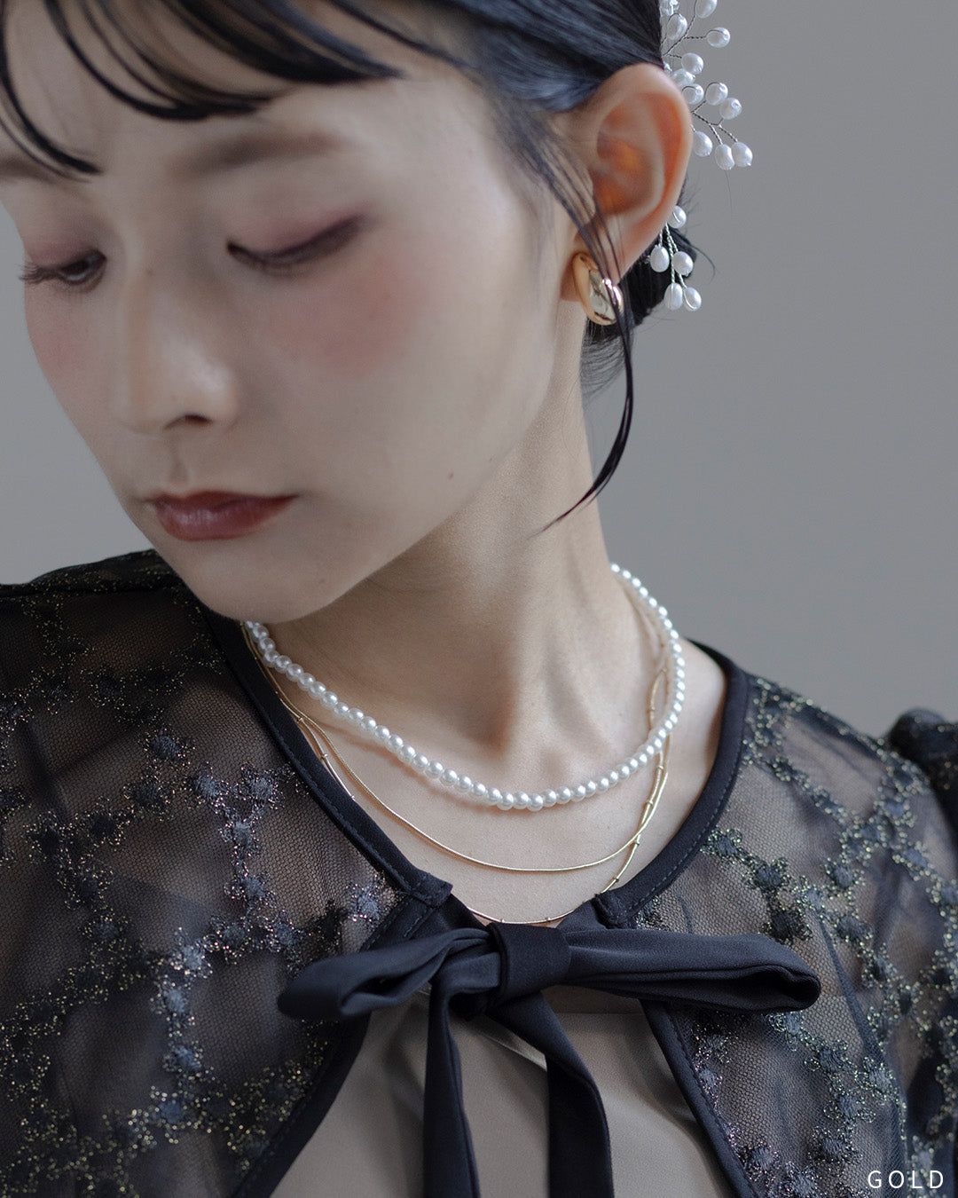 3本セットネックレス パール チェーン 　10196