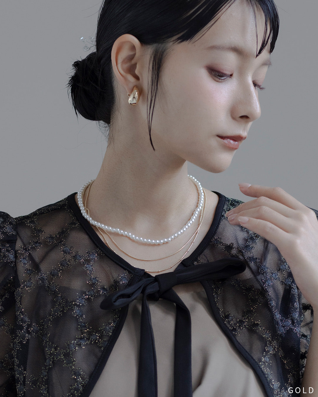 3本セットネックレス パール チェーン 　10196