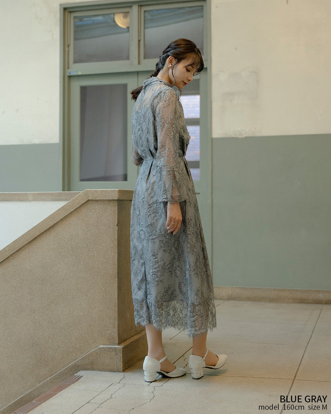 即日発送　結婚式　お呼ばれドレス　二次会(値下げ中)グレージュ S ～ LL 】大きいサイズ 結婚式 二次会 袖あり人気 ドレス レース