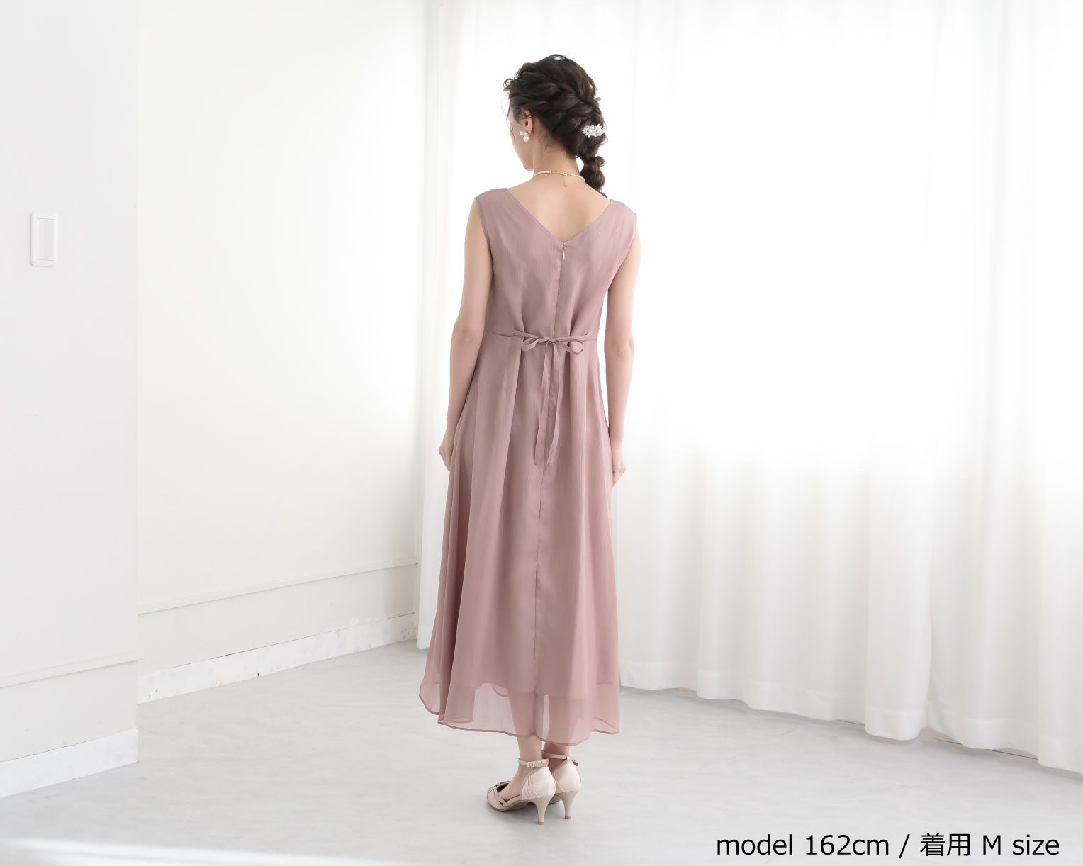 【Ｓ～4Ｌ】レースボレロ付き2WAYドレス　105027ダスティピンク